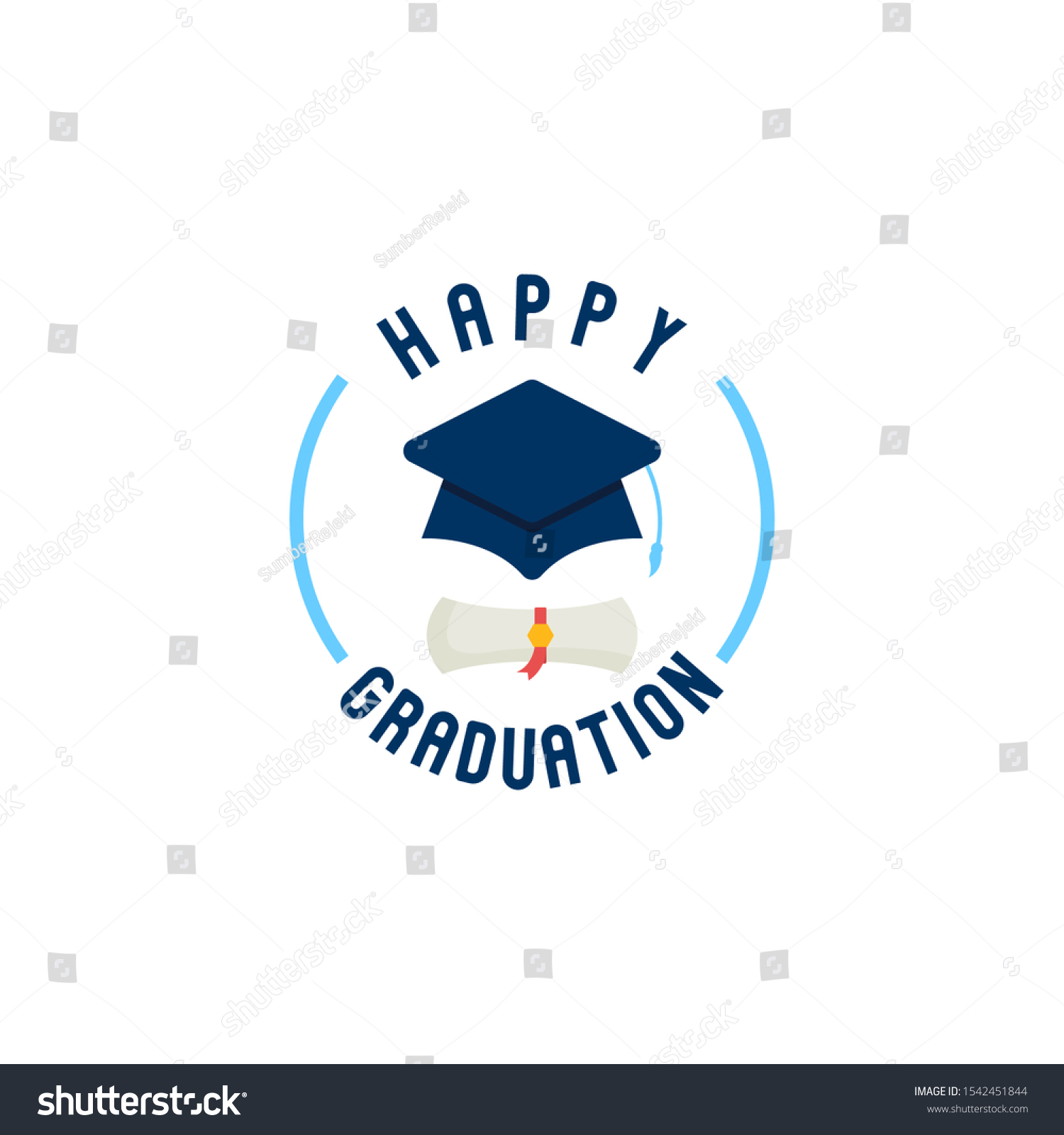 Happy Graduation Day Logo Illustration Design Stock Vector (Royalty ...