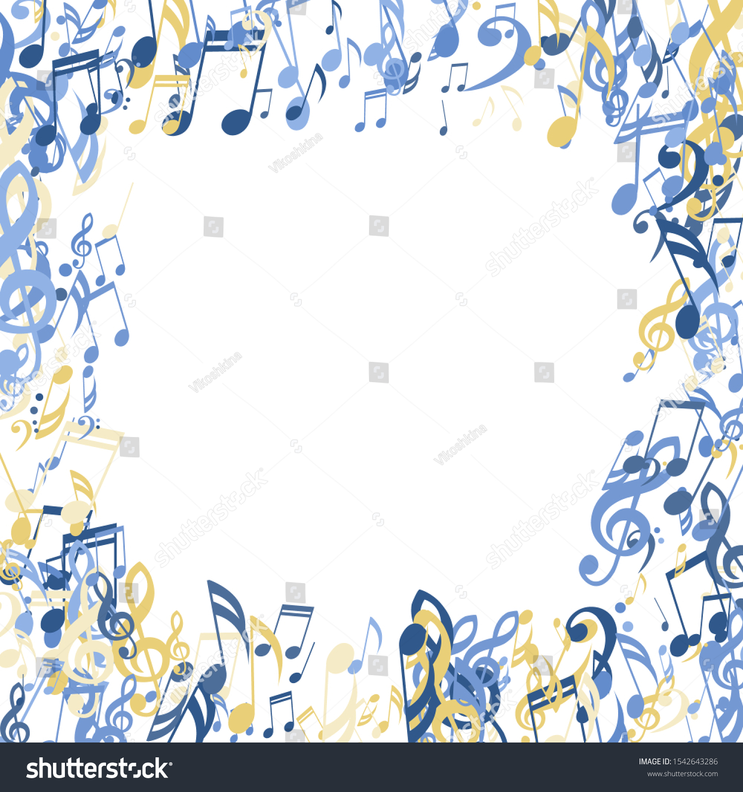 Square Frame Musical Notes Bass Treble Stock Vector (Royalty Free ...