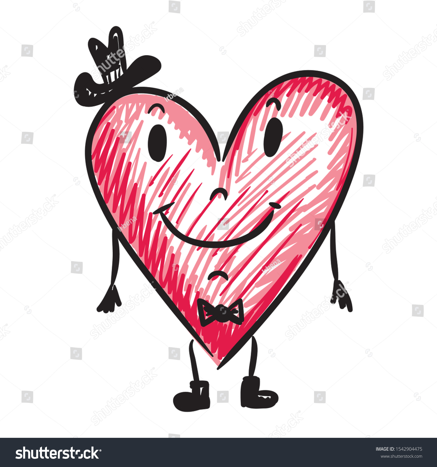 Cute Cartoon Heart Sketch Vector Illustration Stock Vector Royalty Free 1542904475 Shutterstock