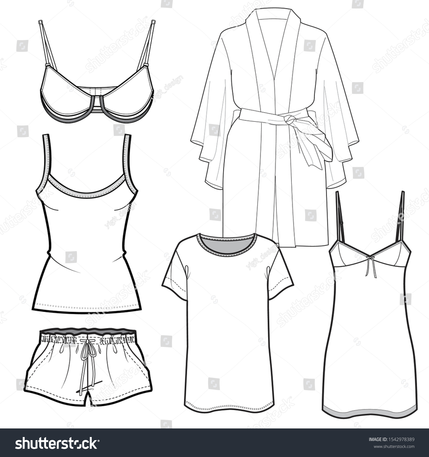 Sleepwear Vector Isolated Template Illustration Stock Vector (Royalty ...