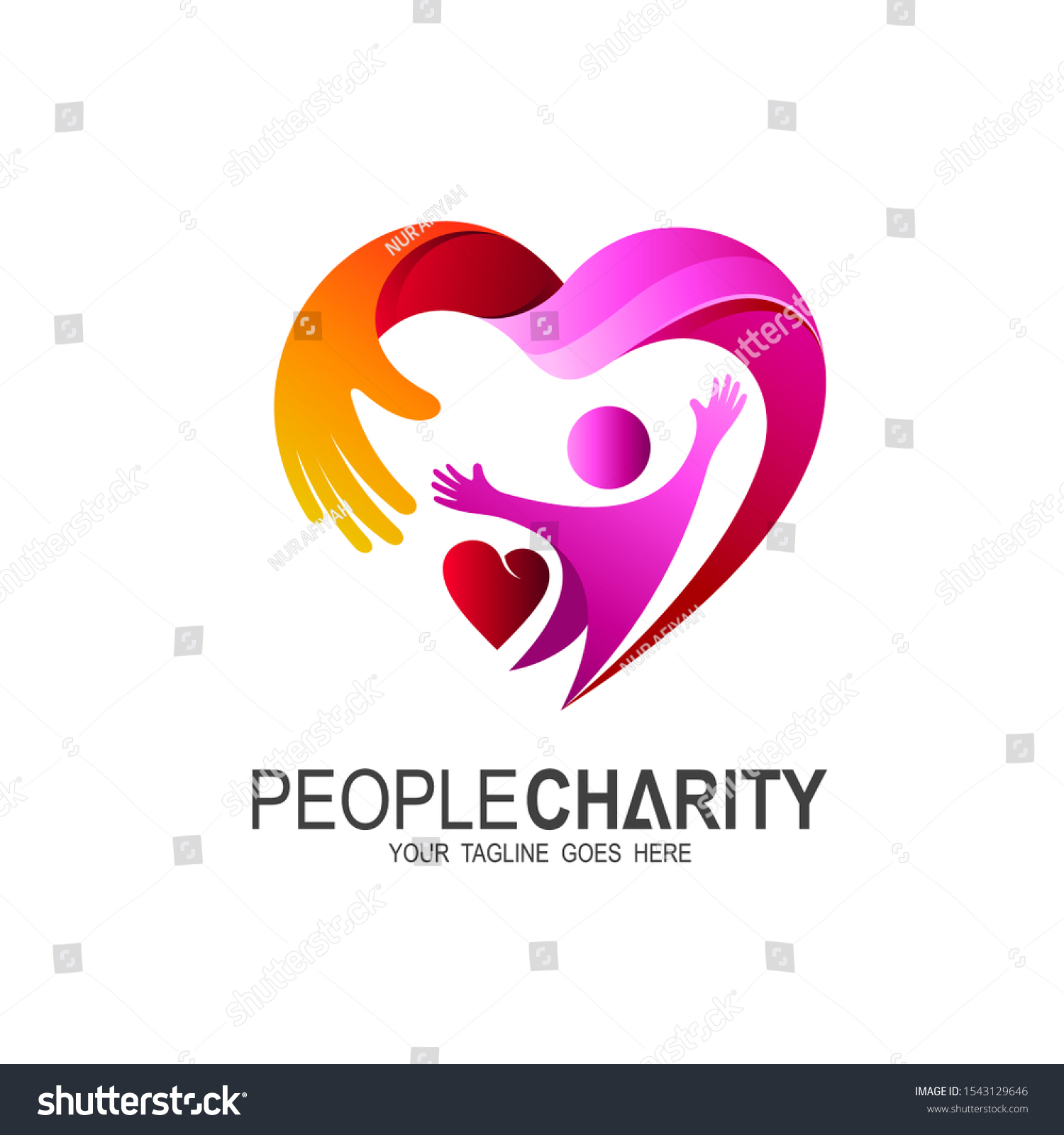 Heart Logo People Design Charity Support Stock Vector (Royalty Free ...