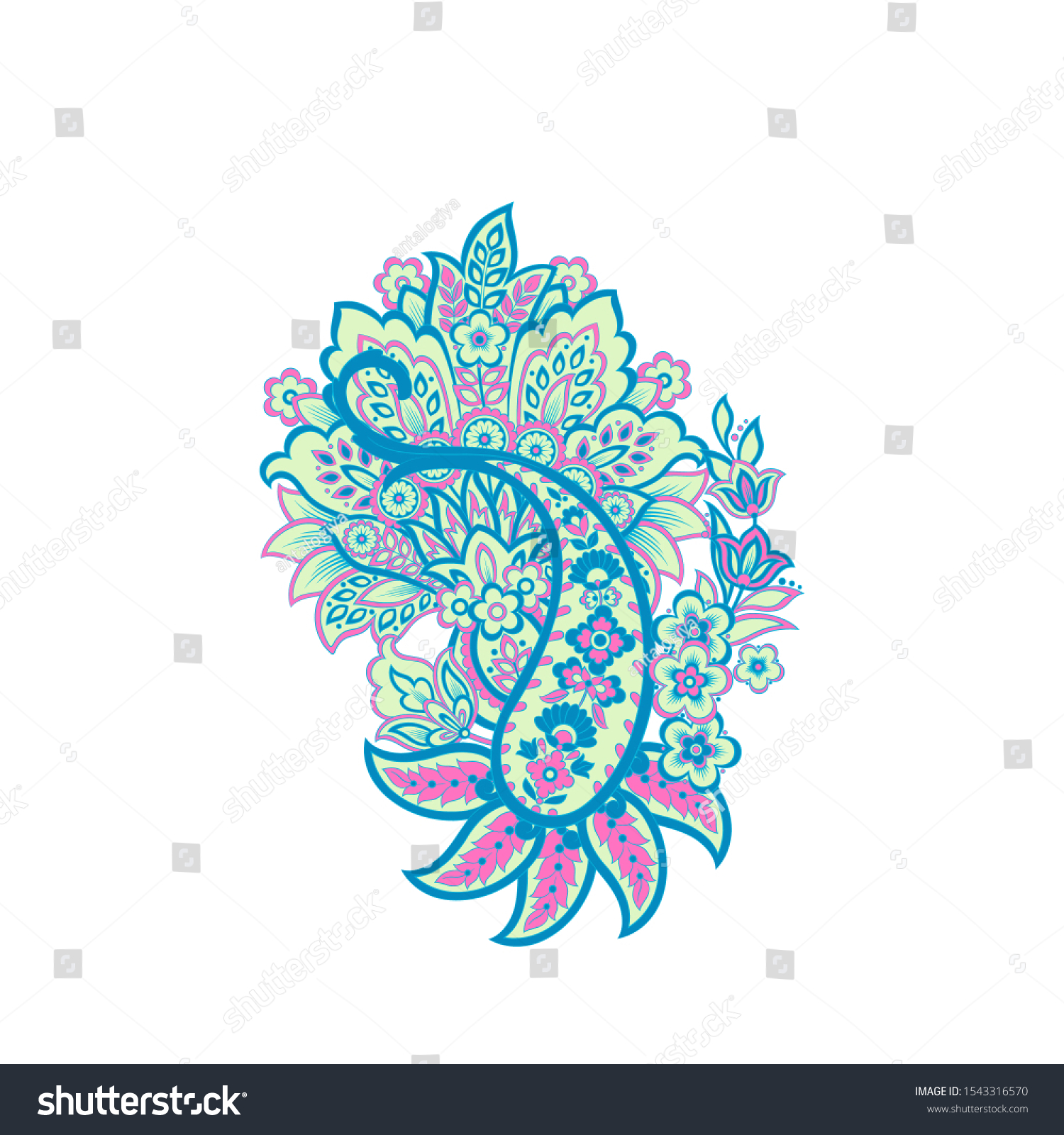 Damask Paisley Floral Isolated Vector Ornamen Stock Vector (Royalty ...
