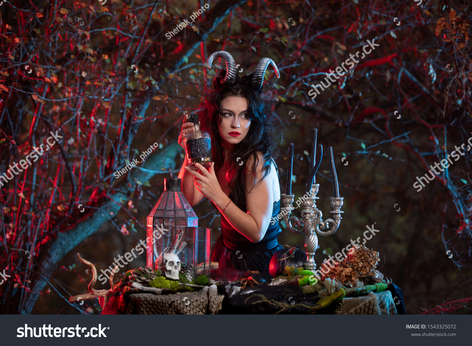 Halloween Witch Horns On Head Holding Stock Photo 1543325072 | Shutterstock