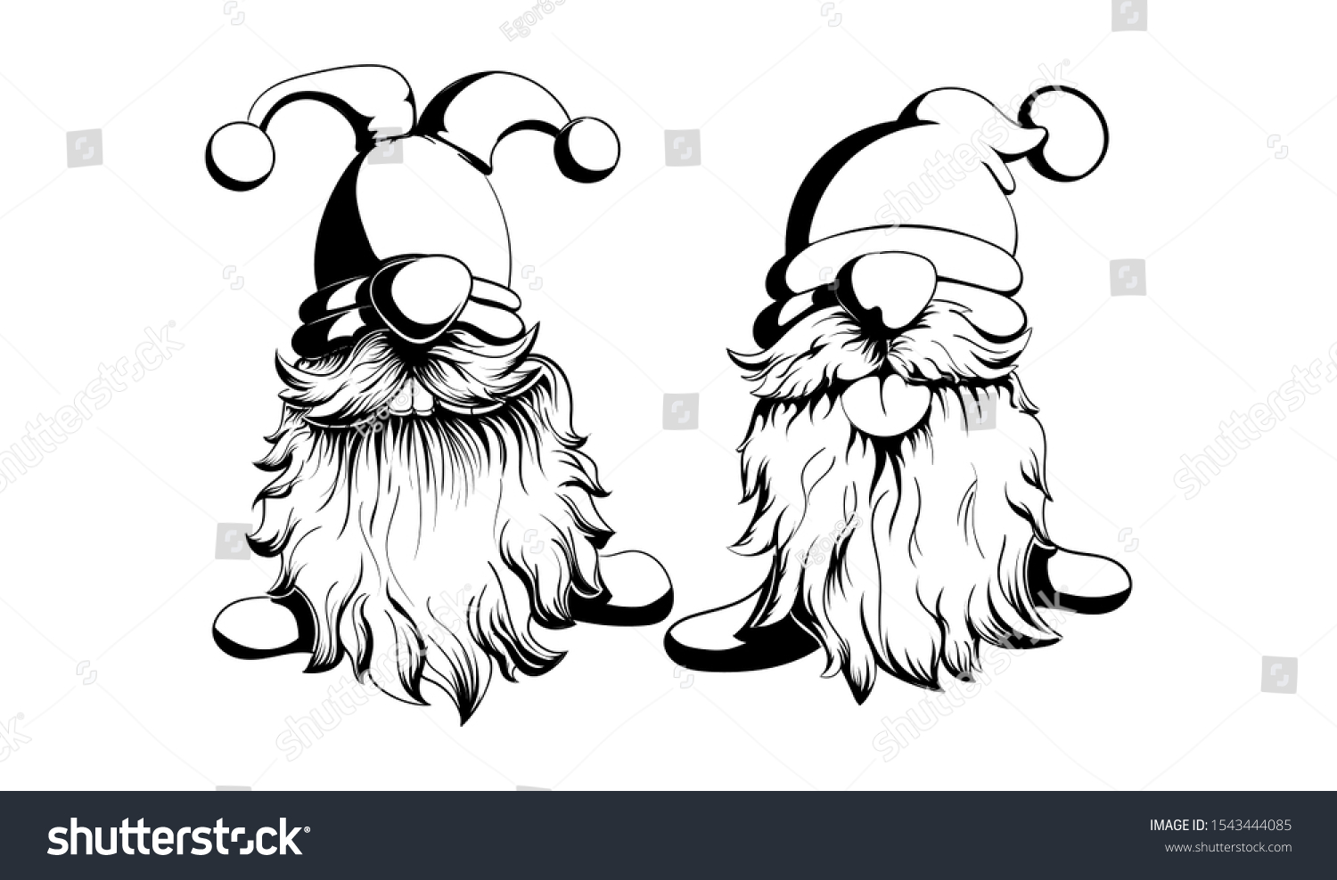 Two Funny Vector Bearded Gnomes One Stock Vector (Royalty Free ...