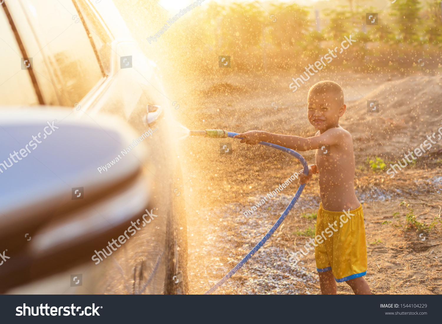 Happy Asian Little Boy Playing Water Stock Photo 1544104229 Shutterstock
