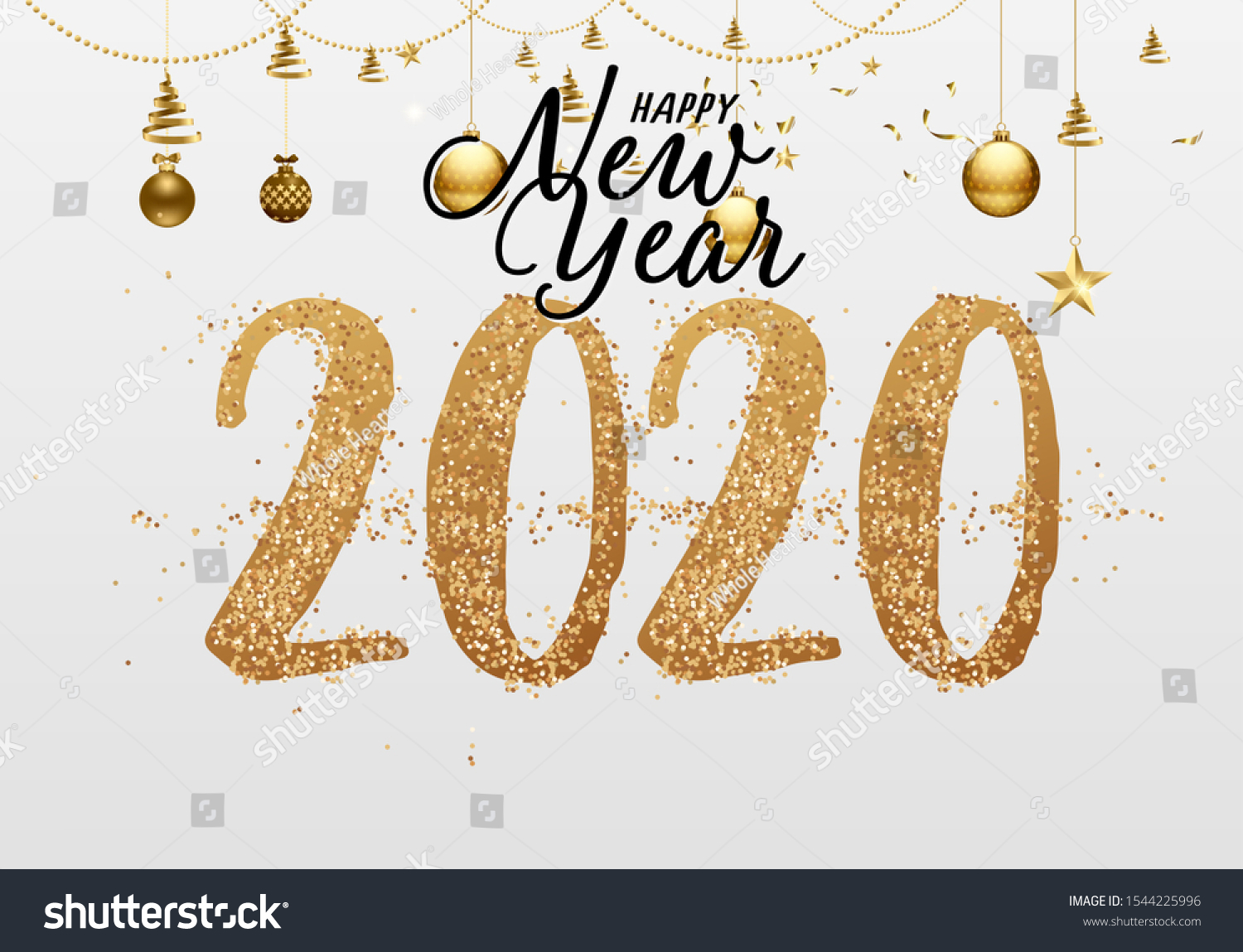 2020 New Year Text Golden Bright Stock Vector (Royalty Free) 1544225996 ...