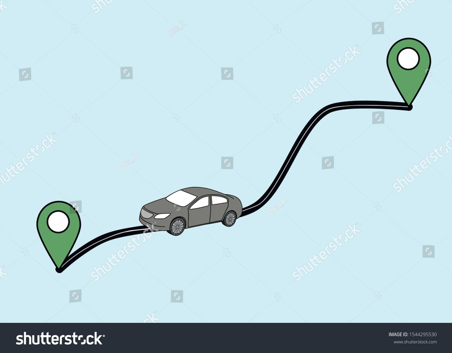 Directions By Car From One Place To Another Car Goes One Point Another Vector Stock Vector Royalty Free 1544295530 Shutterstock