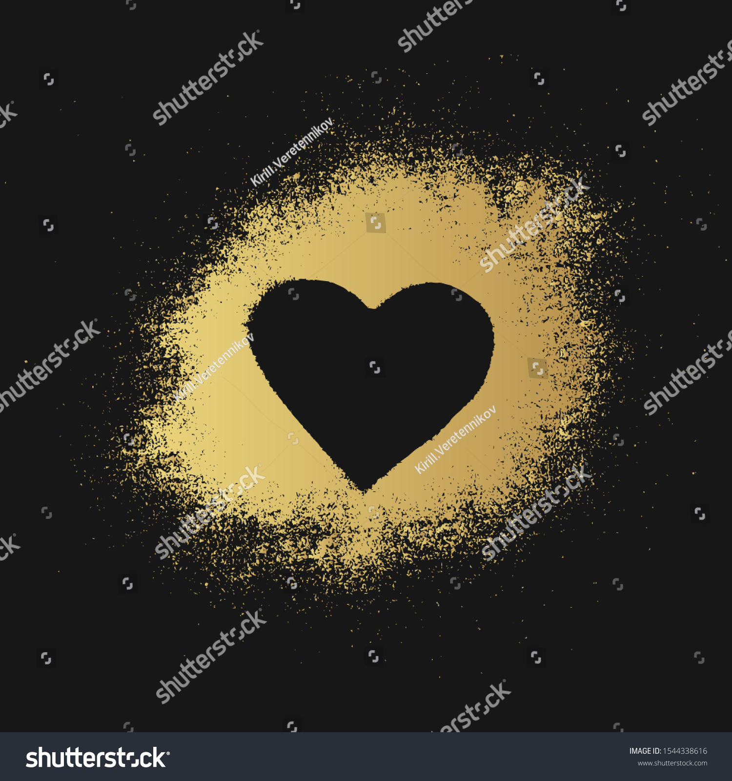 Hand Drawn Golden Spray Paint Heart Stock Vector (Royalty Free