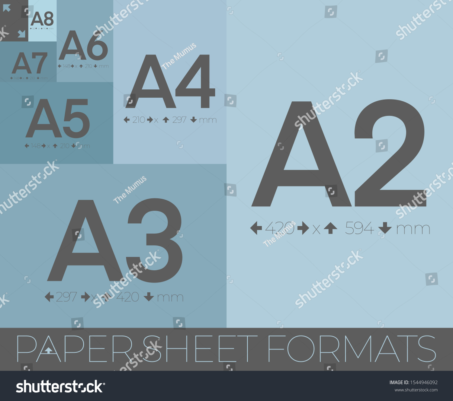 Paper Sizespaper Sheet Paper Formats A2 스톡 벡터로열티 프리 1544946092 Shutterstock 9613