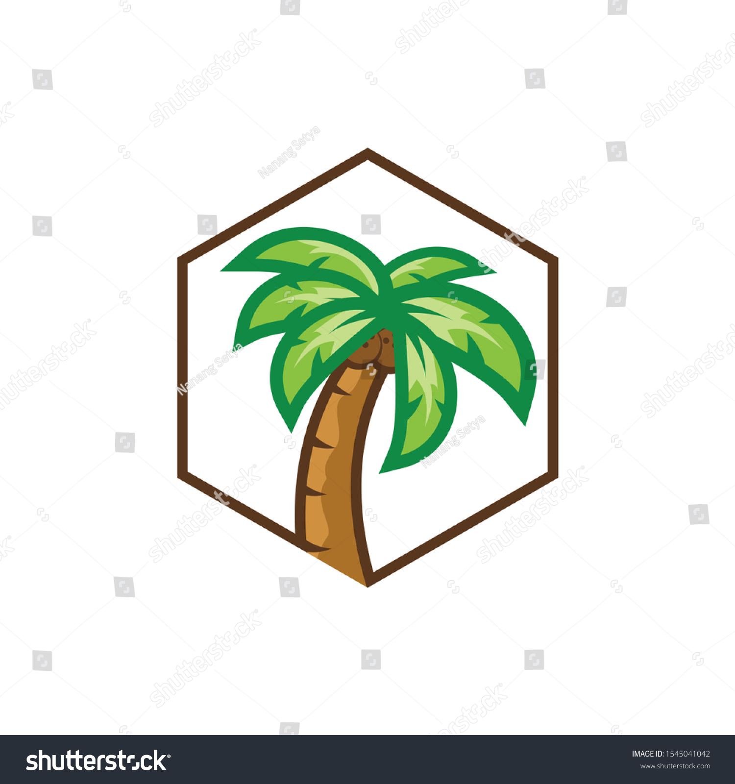 Colored Palm Tree Rectangular Vector Logo Stock Vector Royalty Free Shutterstock