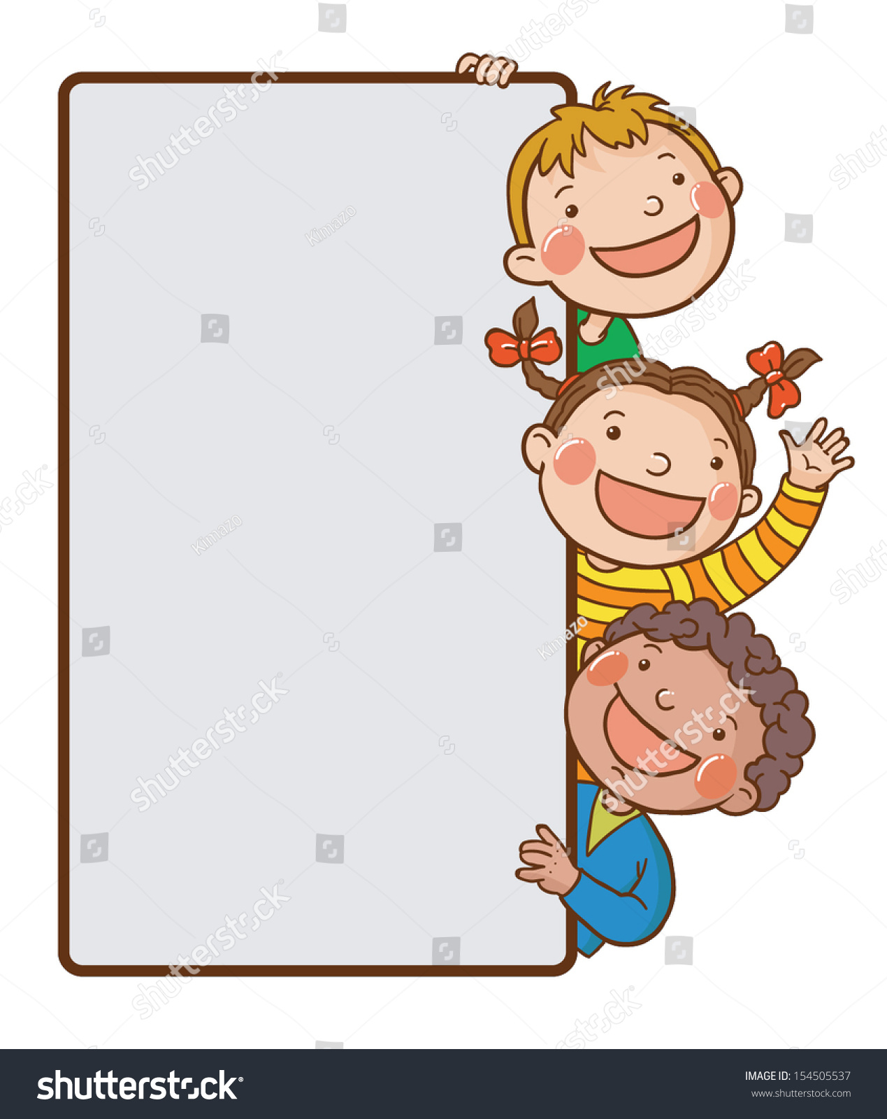 Three Kids Peeping Behind Placardback School Stock Vector (Royalty Free ...