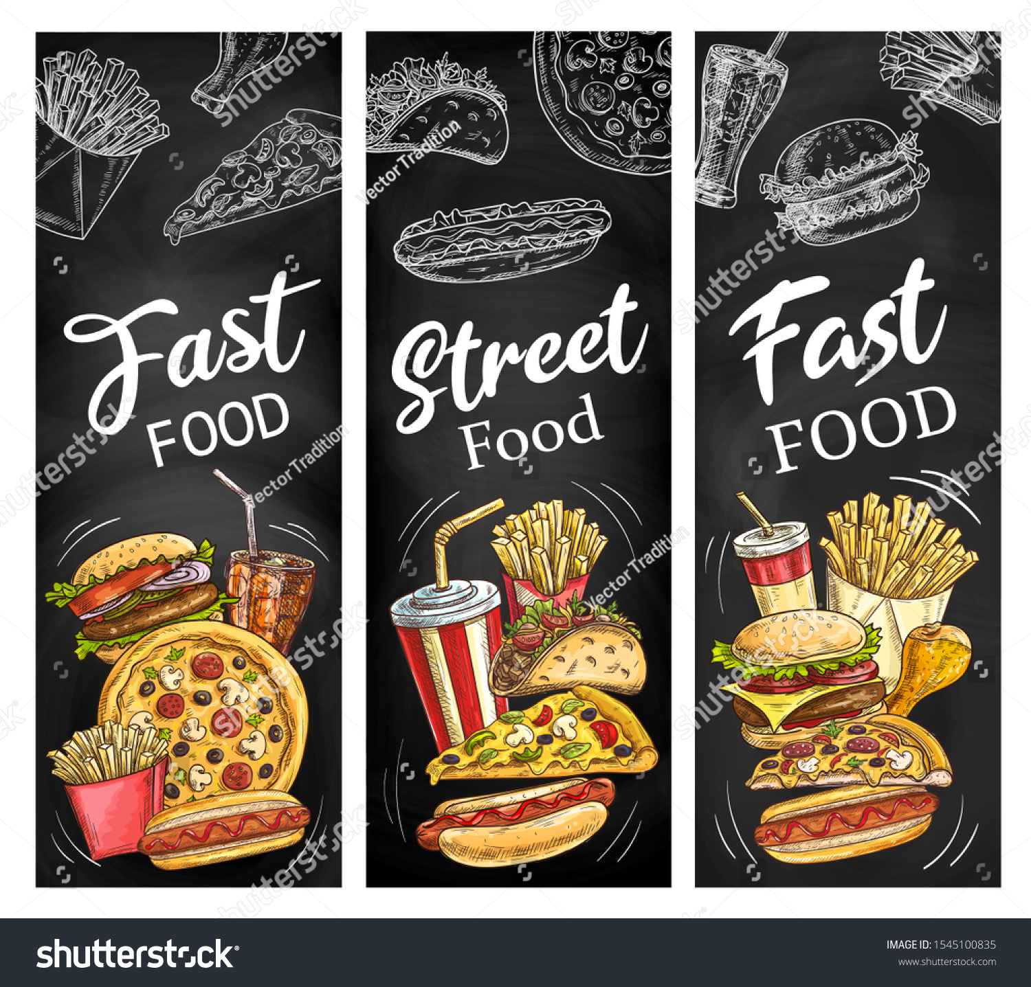 Fast Food Menu Blackboard Meal Drink Stock Vector (royalty Free 