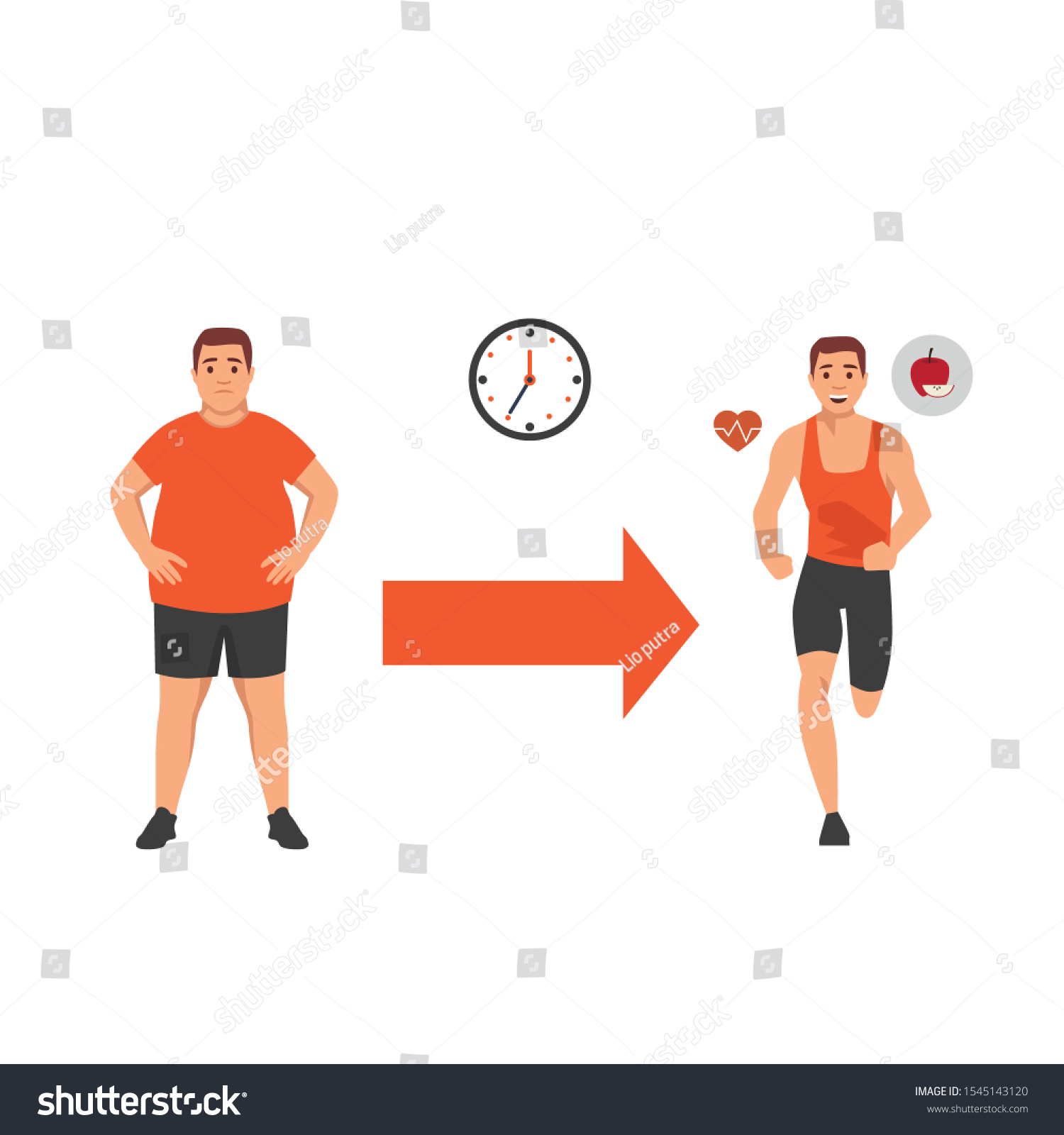 Fat Man Body Transformation Concept Illustrationweight Stock Vector Royalty Free 1545143120