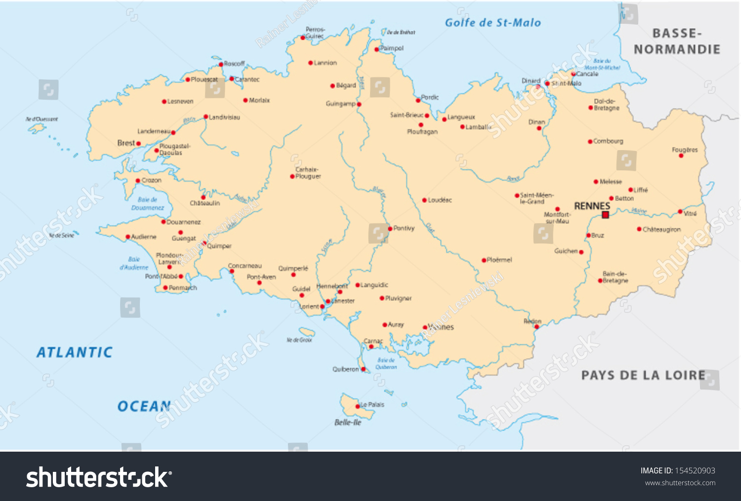 Brittany France Map Stock Vector (Royalty Free) 154520903 | Shutterstock