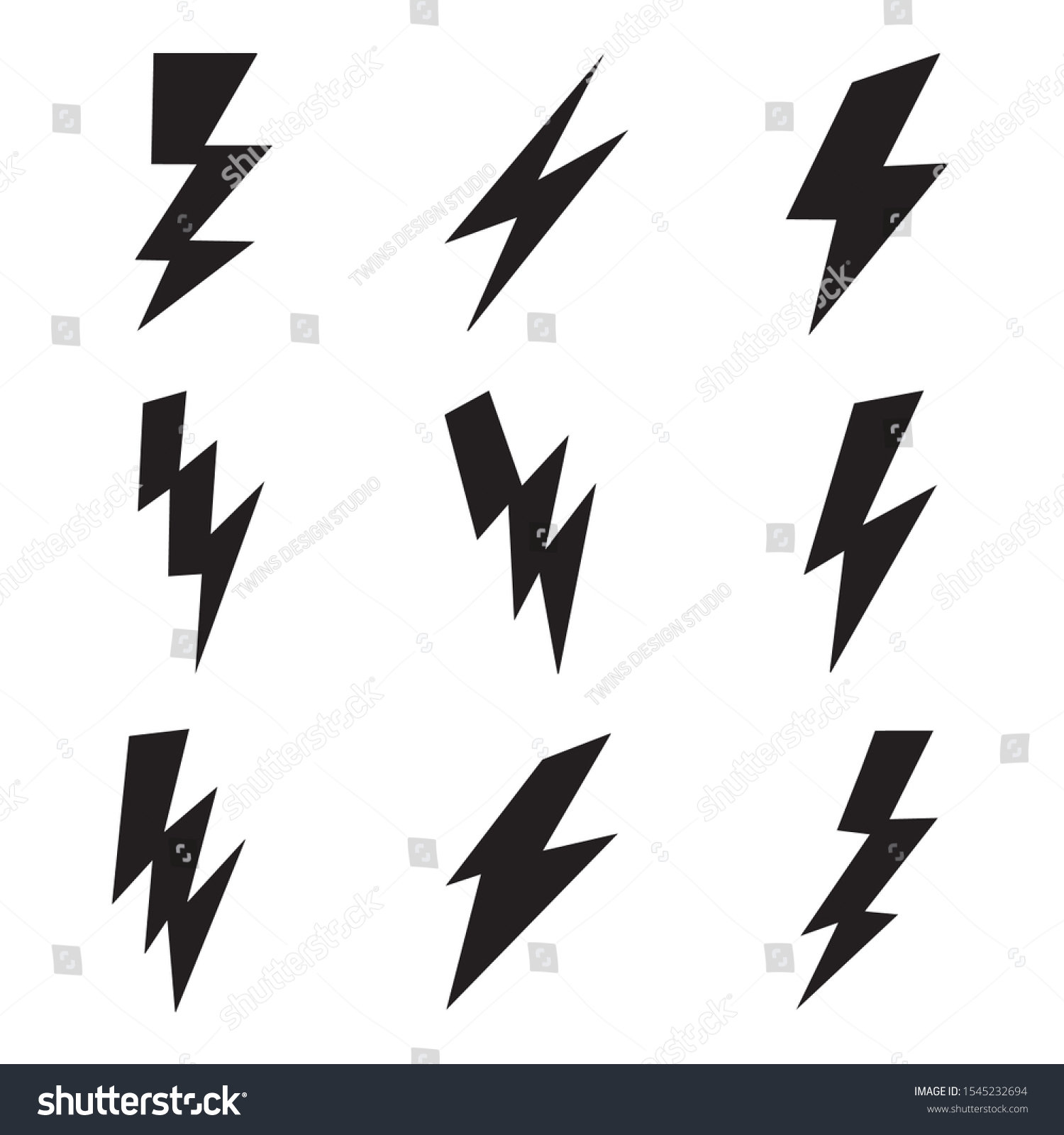 Thunder Vector Doodle Set Storm Symbol Stock Vector (Royalty Free ...