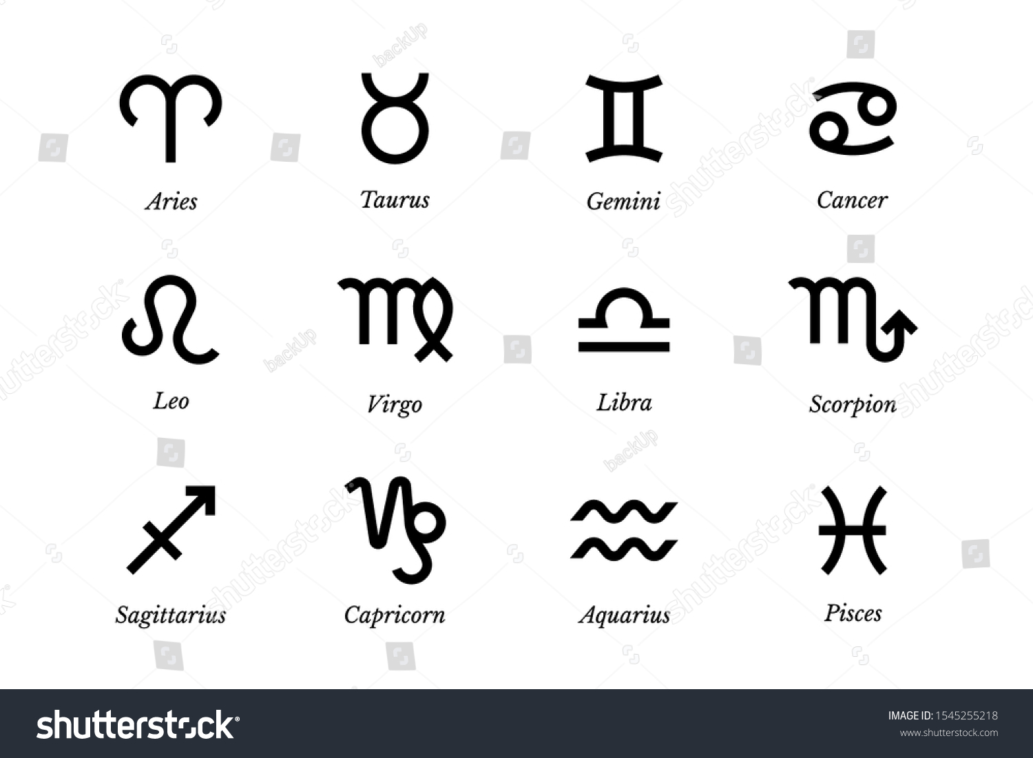 Flat Isolated Schematic Zodiac Signs Set Stock Vector (Royalty Free ...