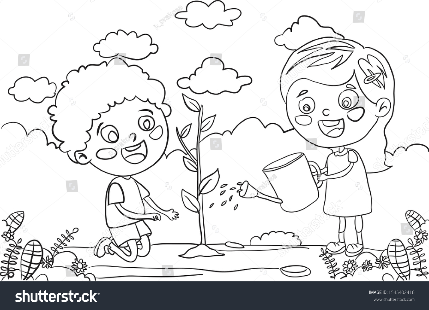 Kids Planting Trees Can Help Save Stock Vector (Royalty Free ...