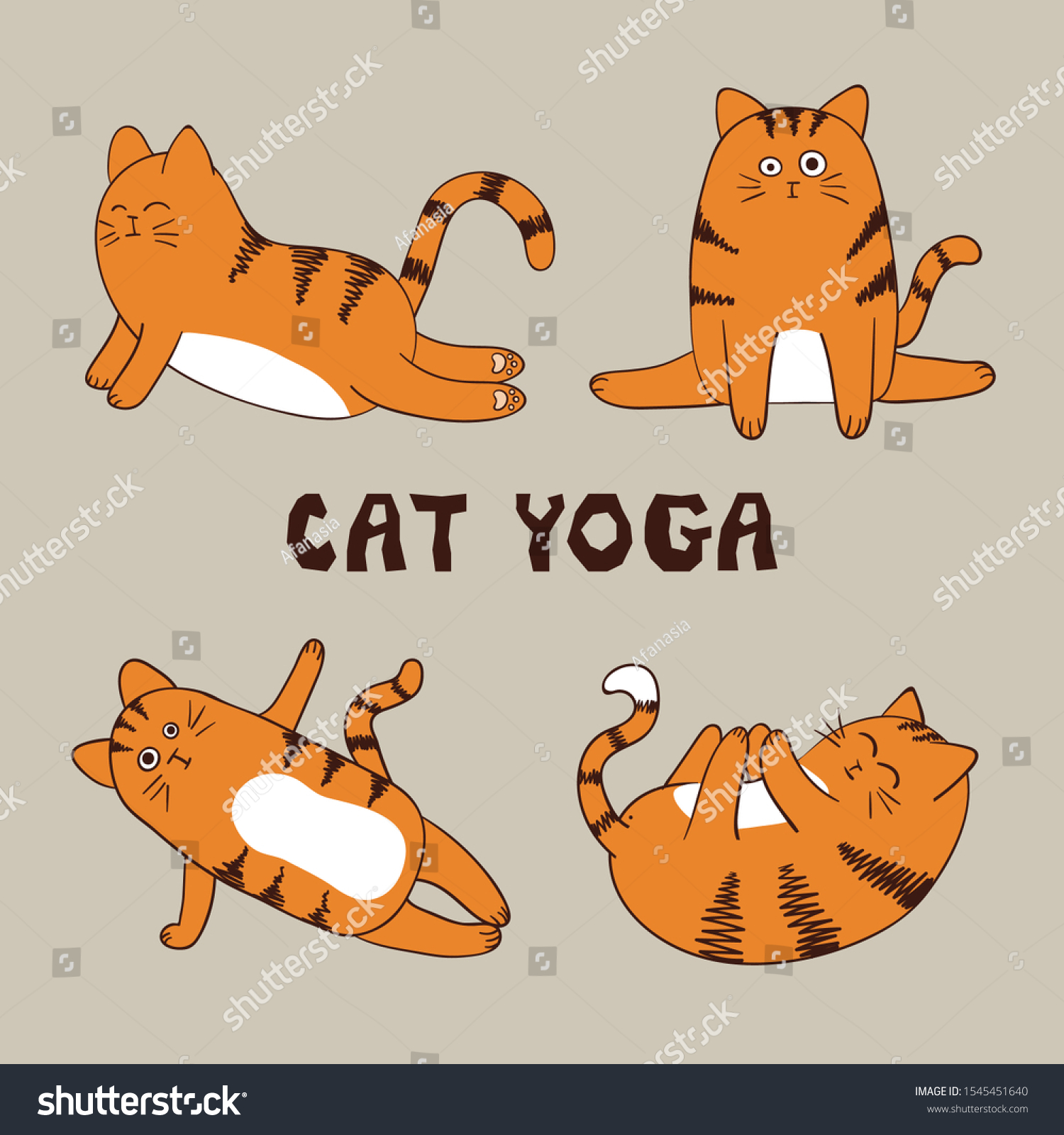 Cartoon Funny Yoga Cat Vector Illustration Stock Vector (Royalty Free ...