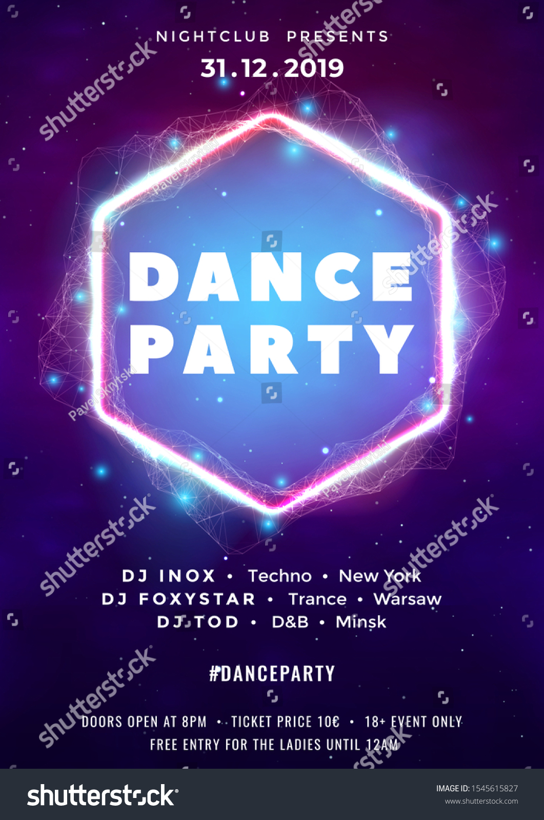 Dance Party Poster Vector Background Template Stock Vector (Royalty ...