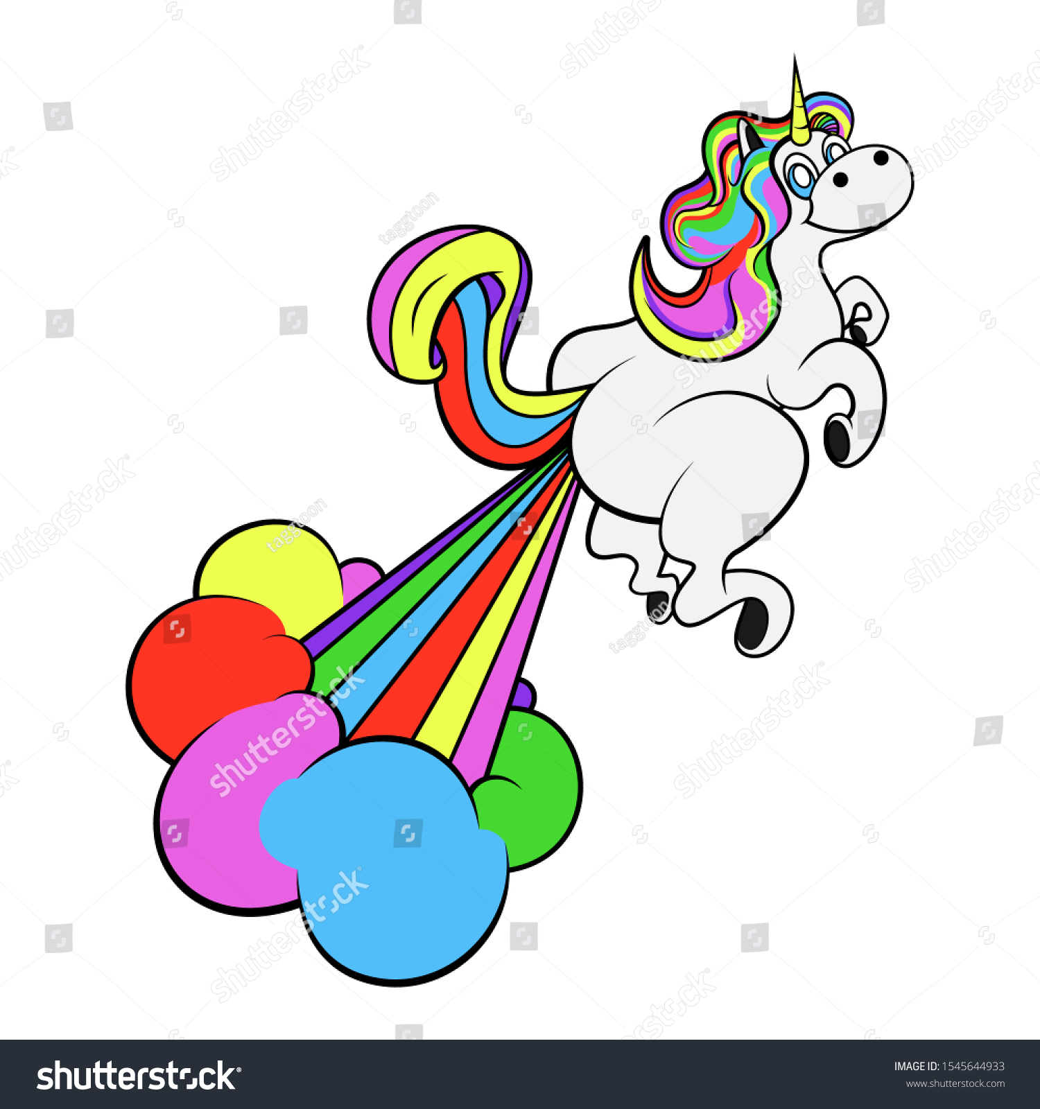 Funny Unicorn Horse Rainbows Fart Get Stock Vector Royalty Free