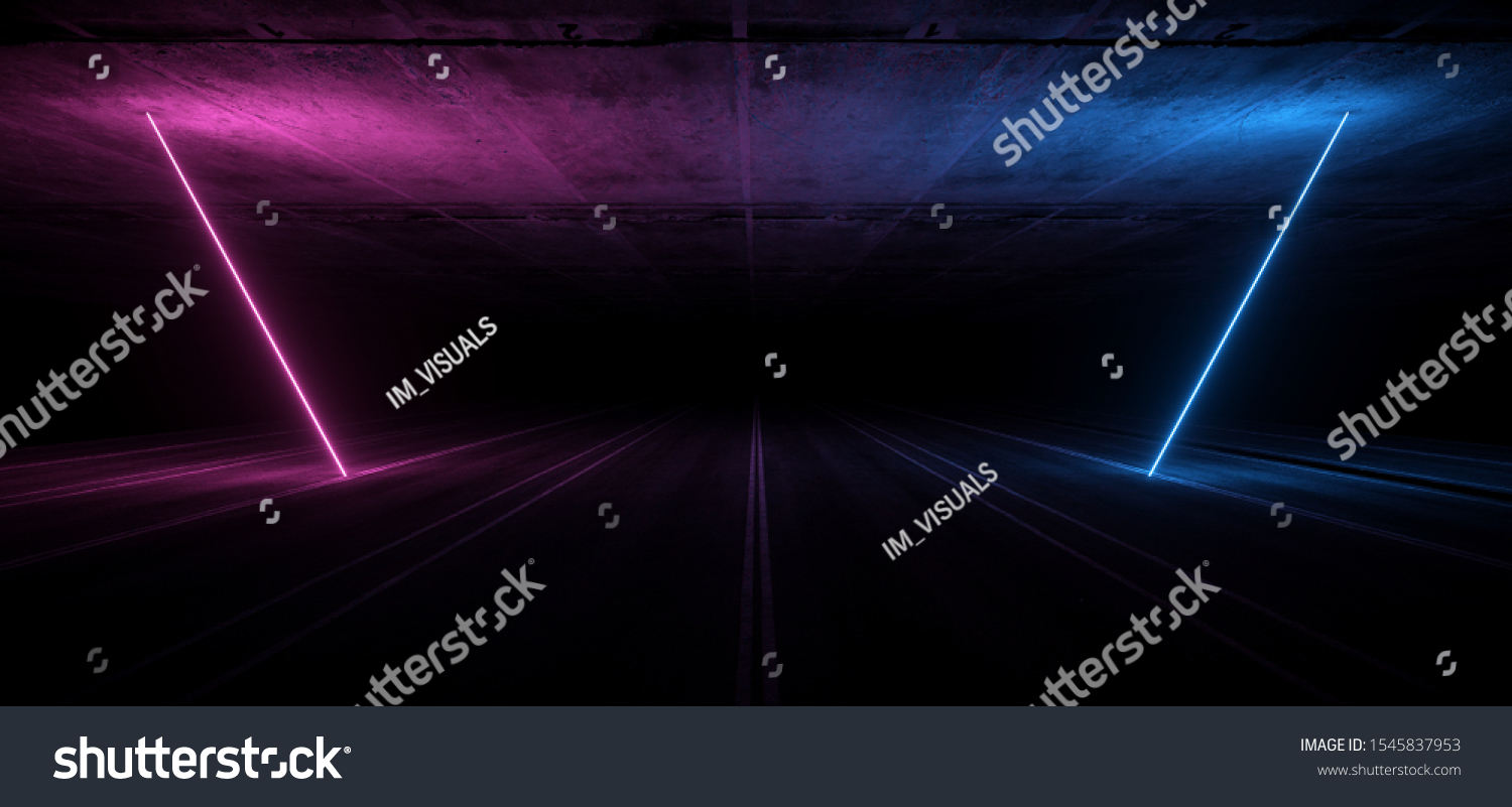 Asphalt Road Sci Fi Futuristic Neon Stock Illustration 1545837953 ...