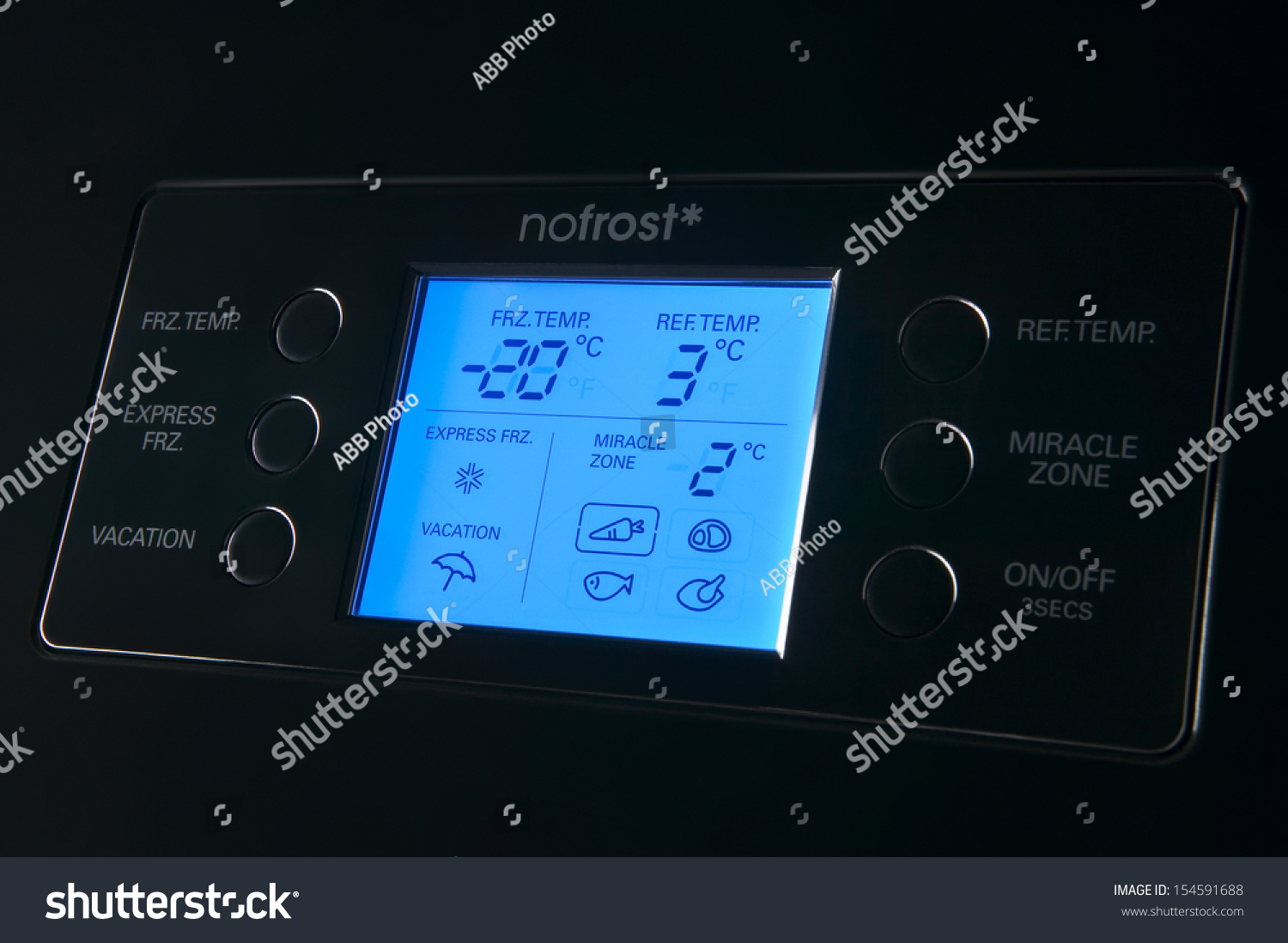 Modern Refrigerator Display Control Panel Blue Stock Photo 154591688 ...