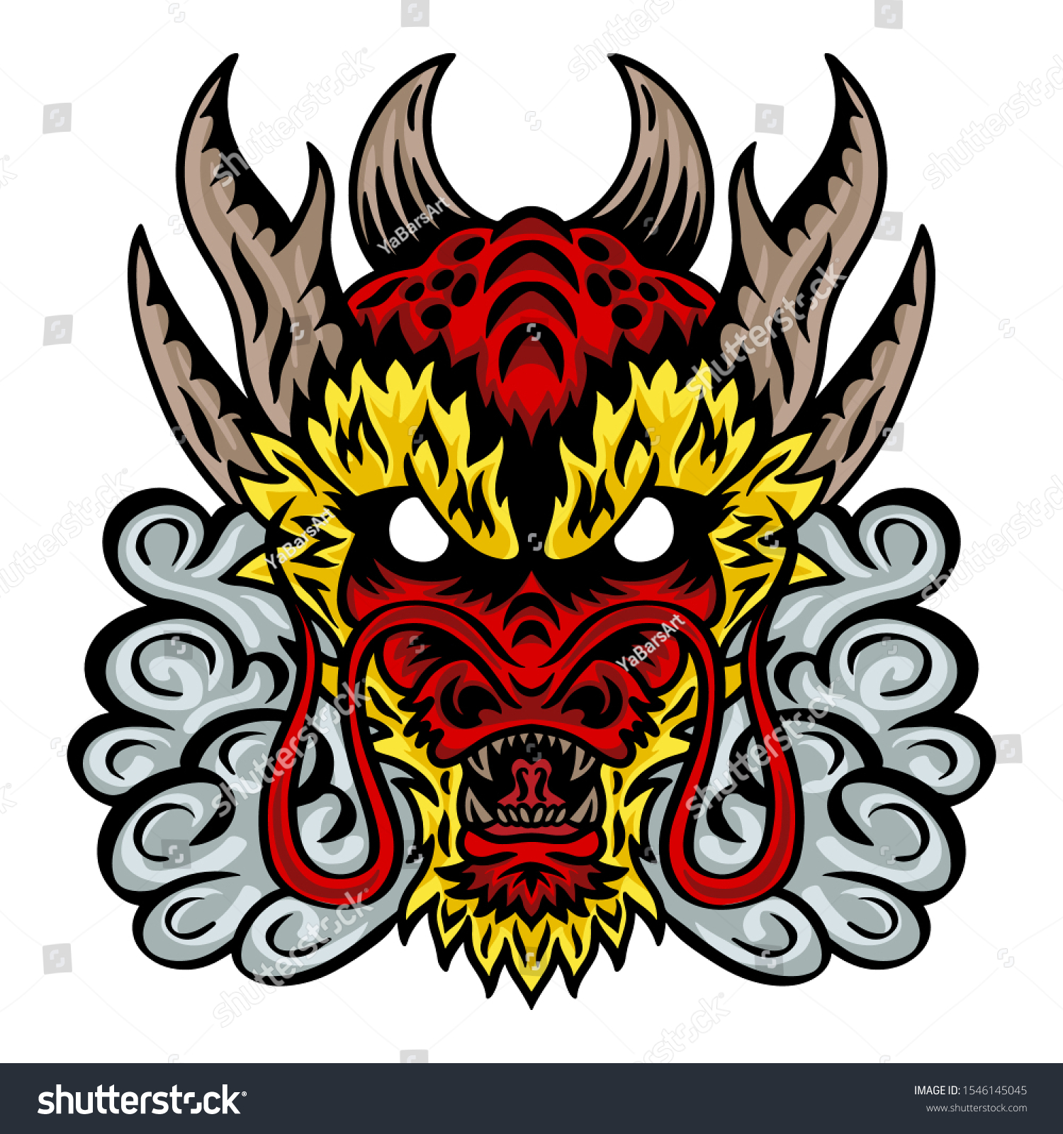 Dragon Japan Face Vector Illustration Isolated Stock Vector (Royalty ...