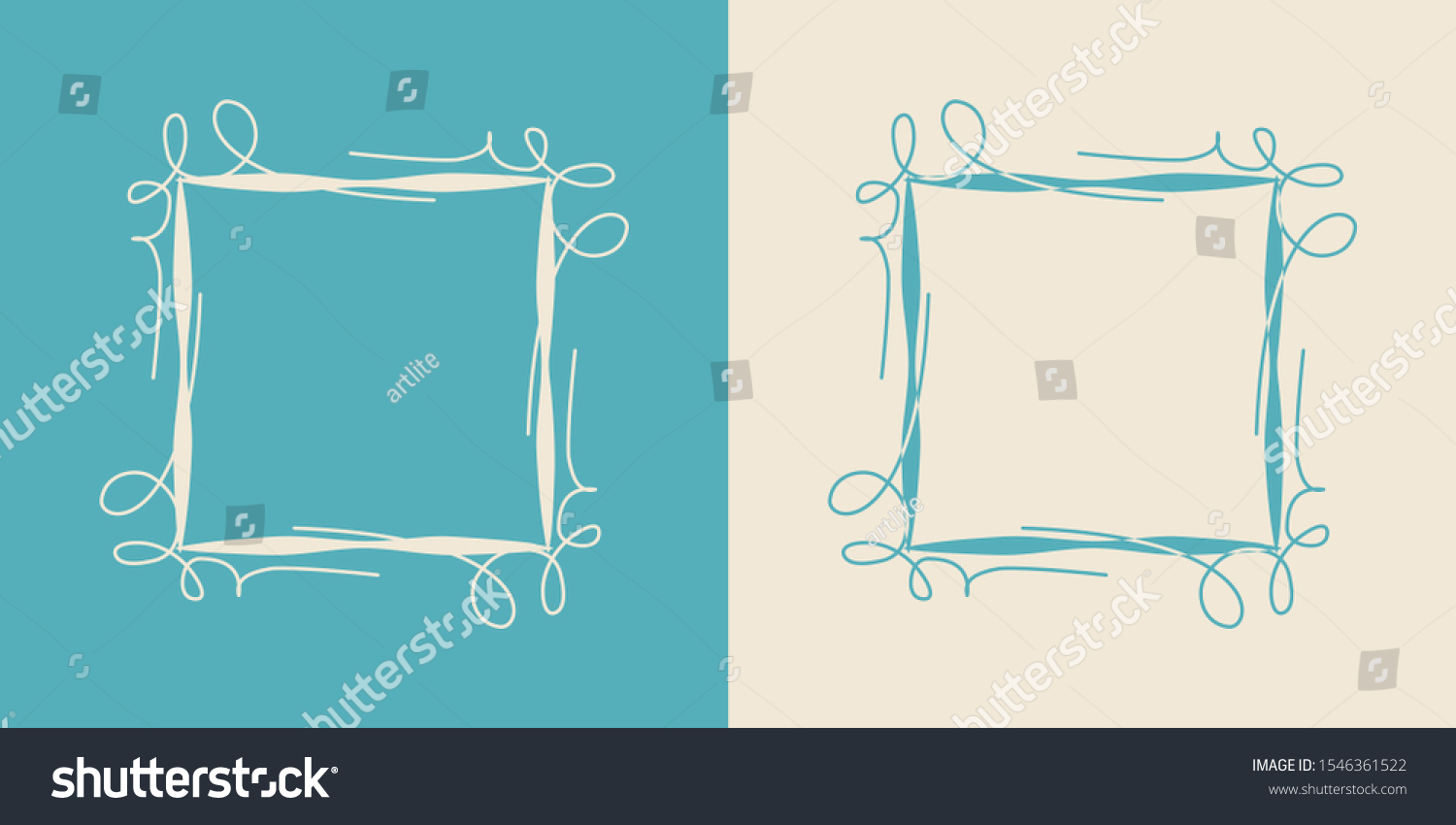 Vector Frame Set Cool Square Swirl Stock Vector (Royalty Free ...