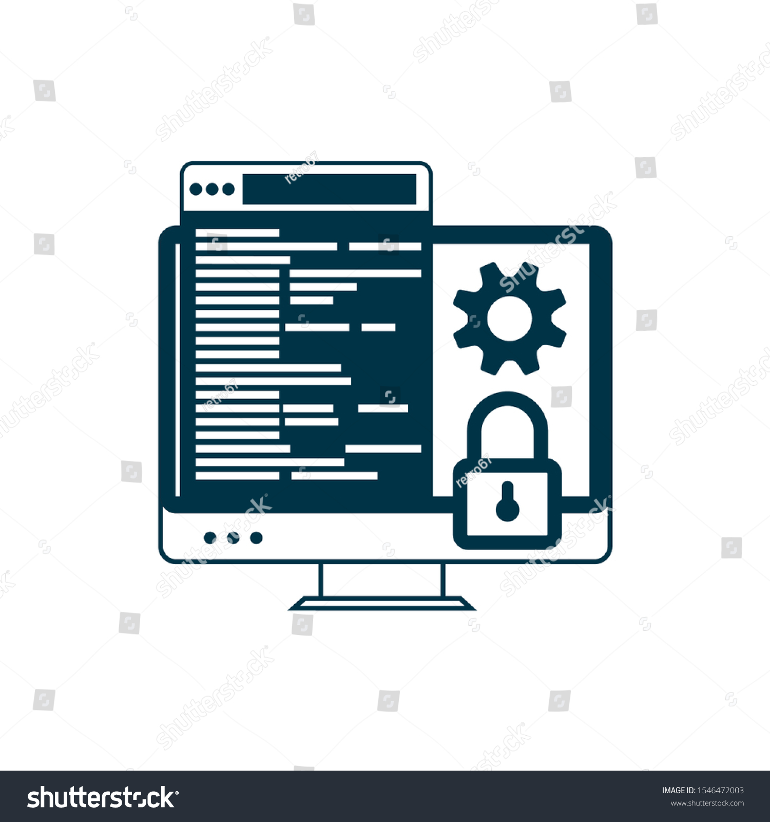Computer Monitor Code Settings Access Blocking Stock Vector (Royalty ...