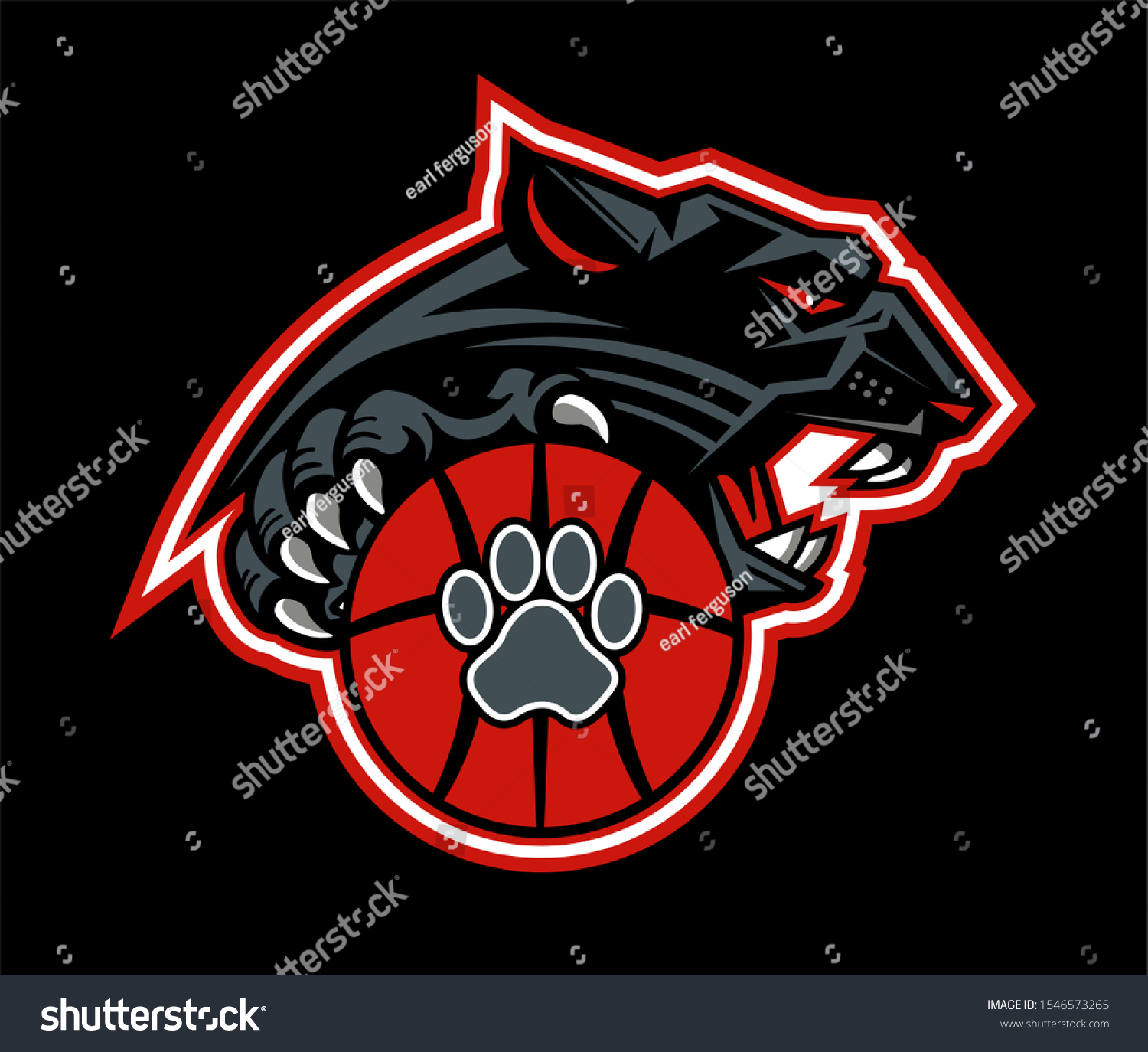 Panther Basketball Team Design Ball Mascot Stock Vector Royalty Free