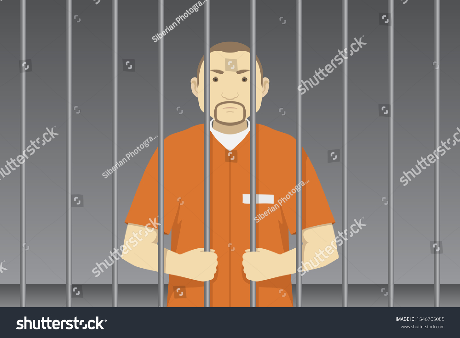 Convict Behind Prison Bars Vector Illustration Stock Vector (Royalty ...