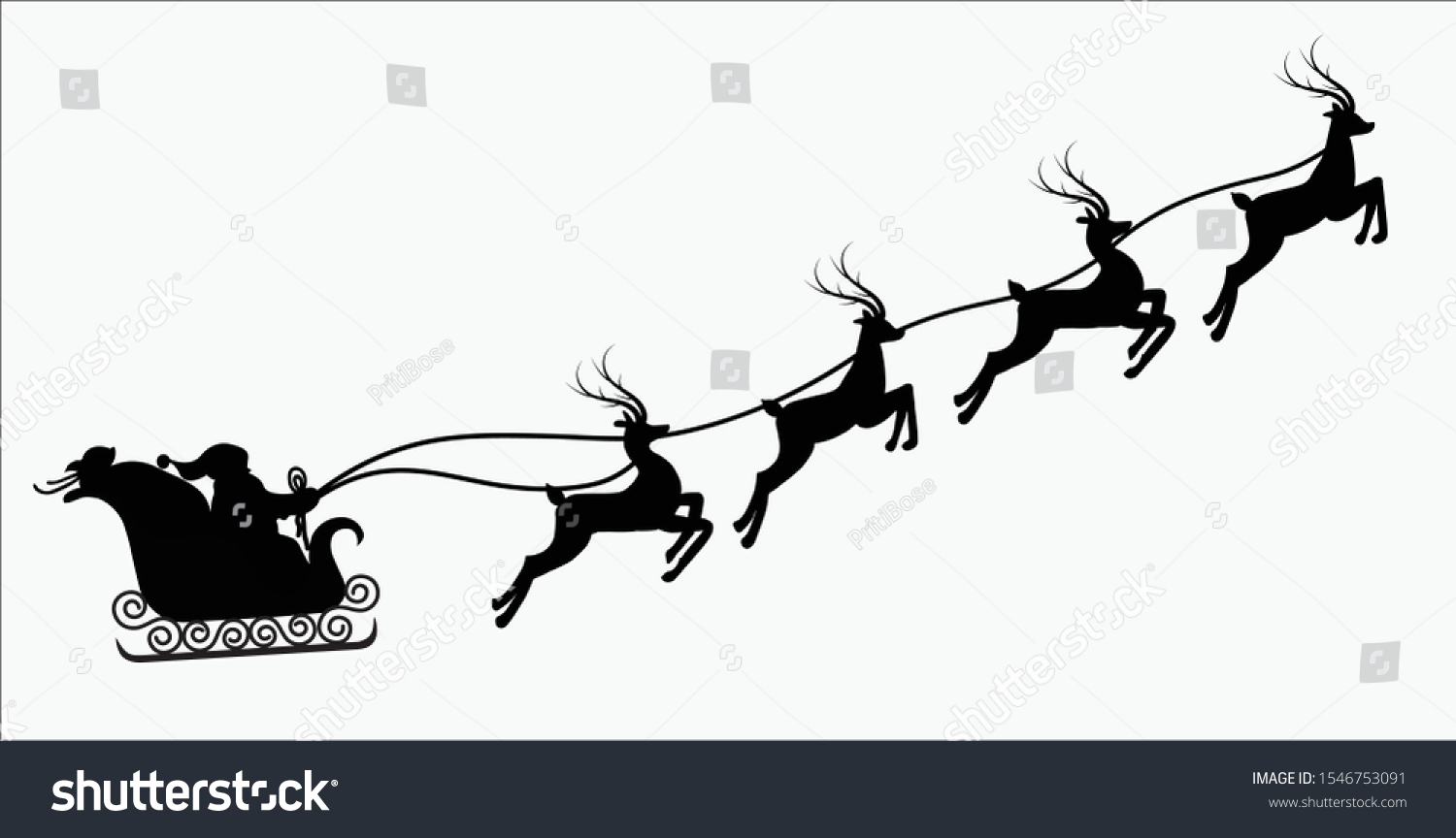 Santa Claus Reindeer Silhouette Vector Illustration Stock Vector ...