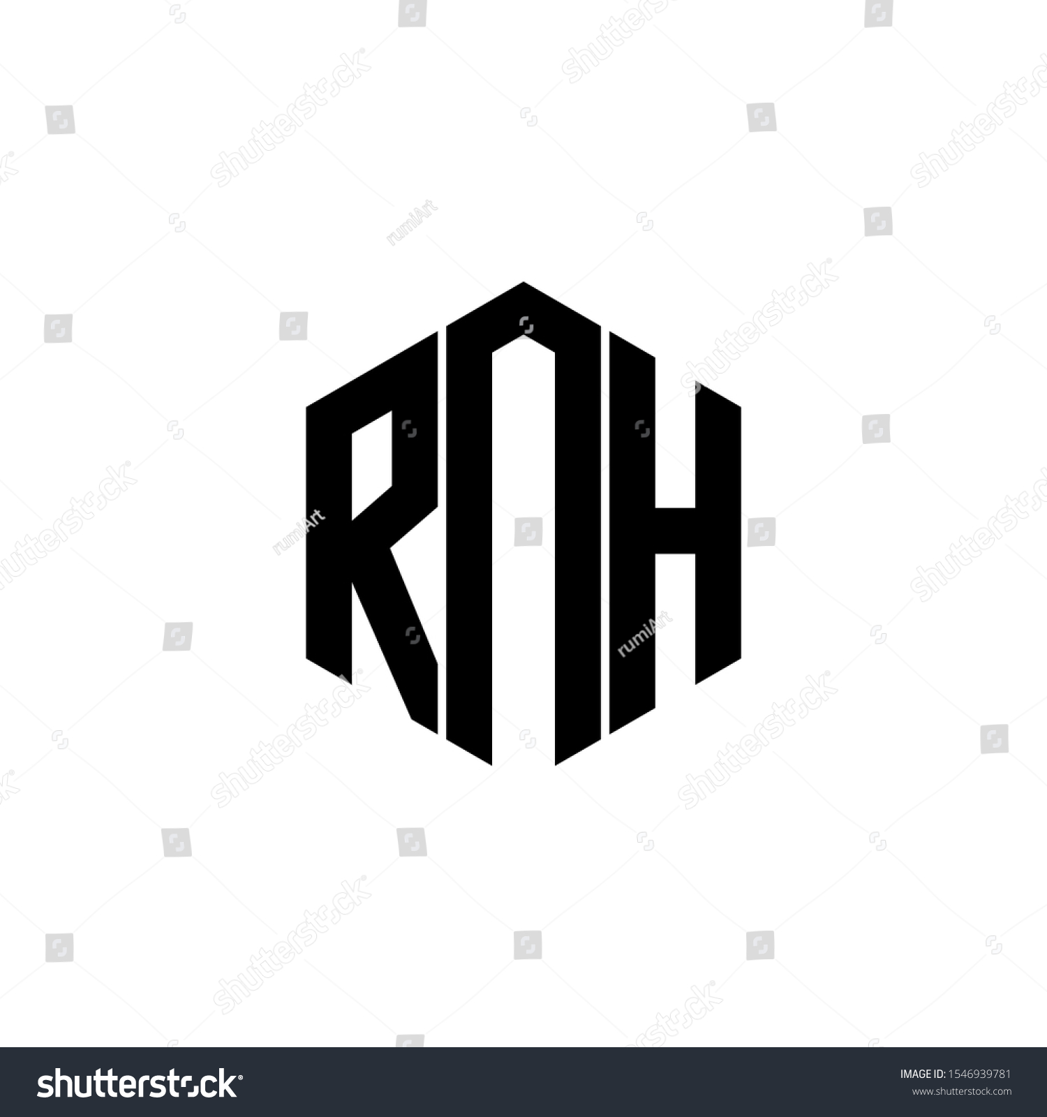 Rnh Letter Logo Design Polygon Monogram Stock Vector (Royalty Free ...