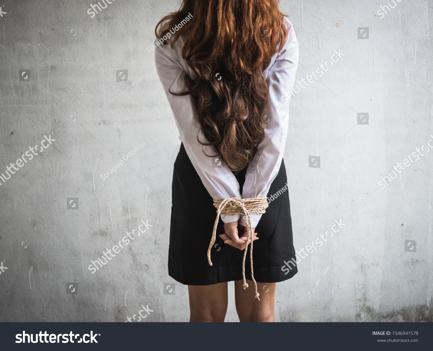Womans Hands Tied Rope Kidnapping Concept Stock Photo 1546941578 ...