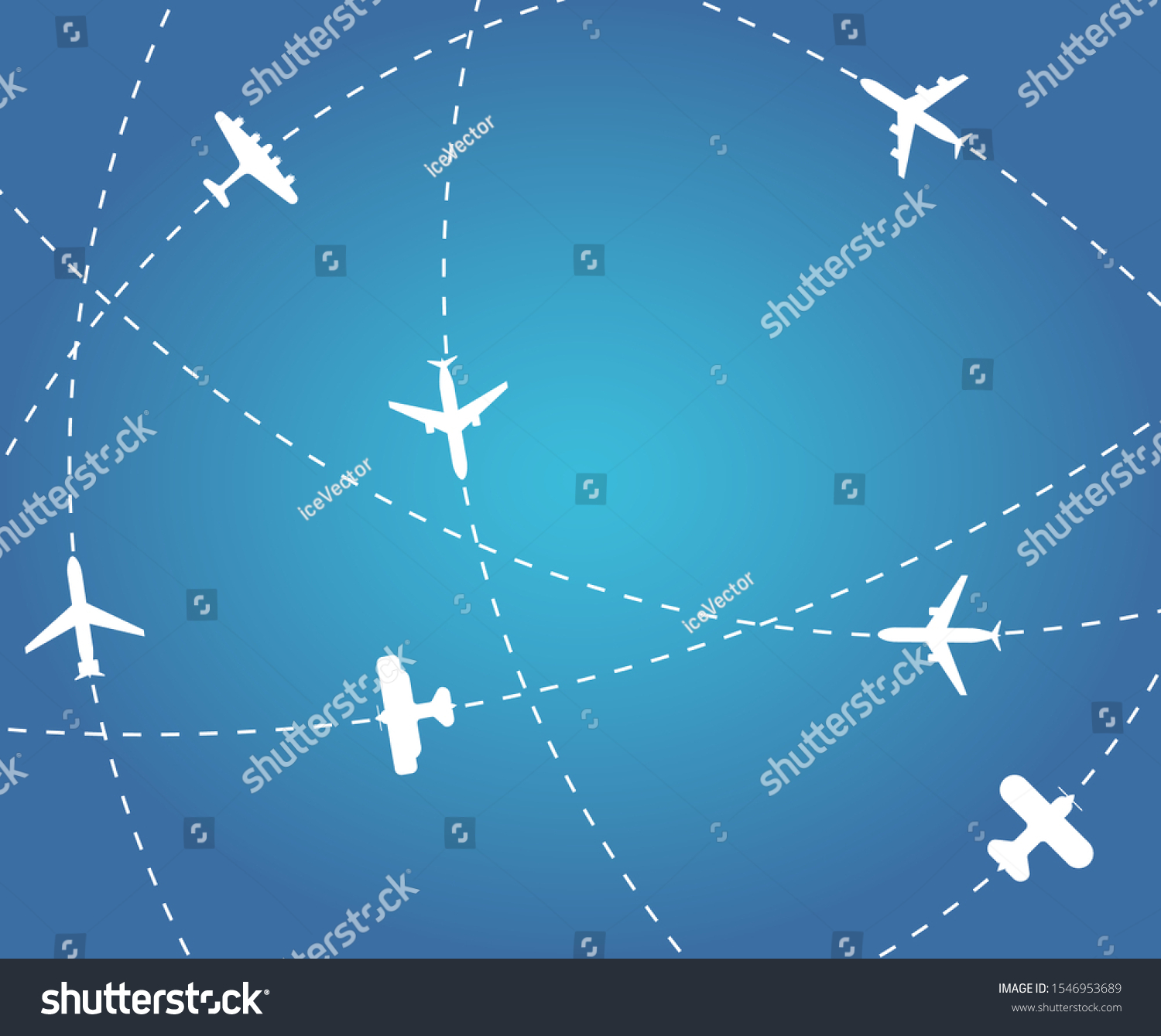 Airplane Line Path Vector Icon Air Stock Vector Royalty Free 1546953689 Shutterstock 2977