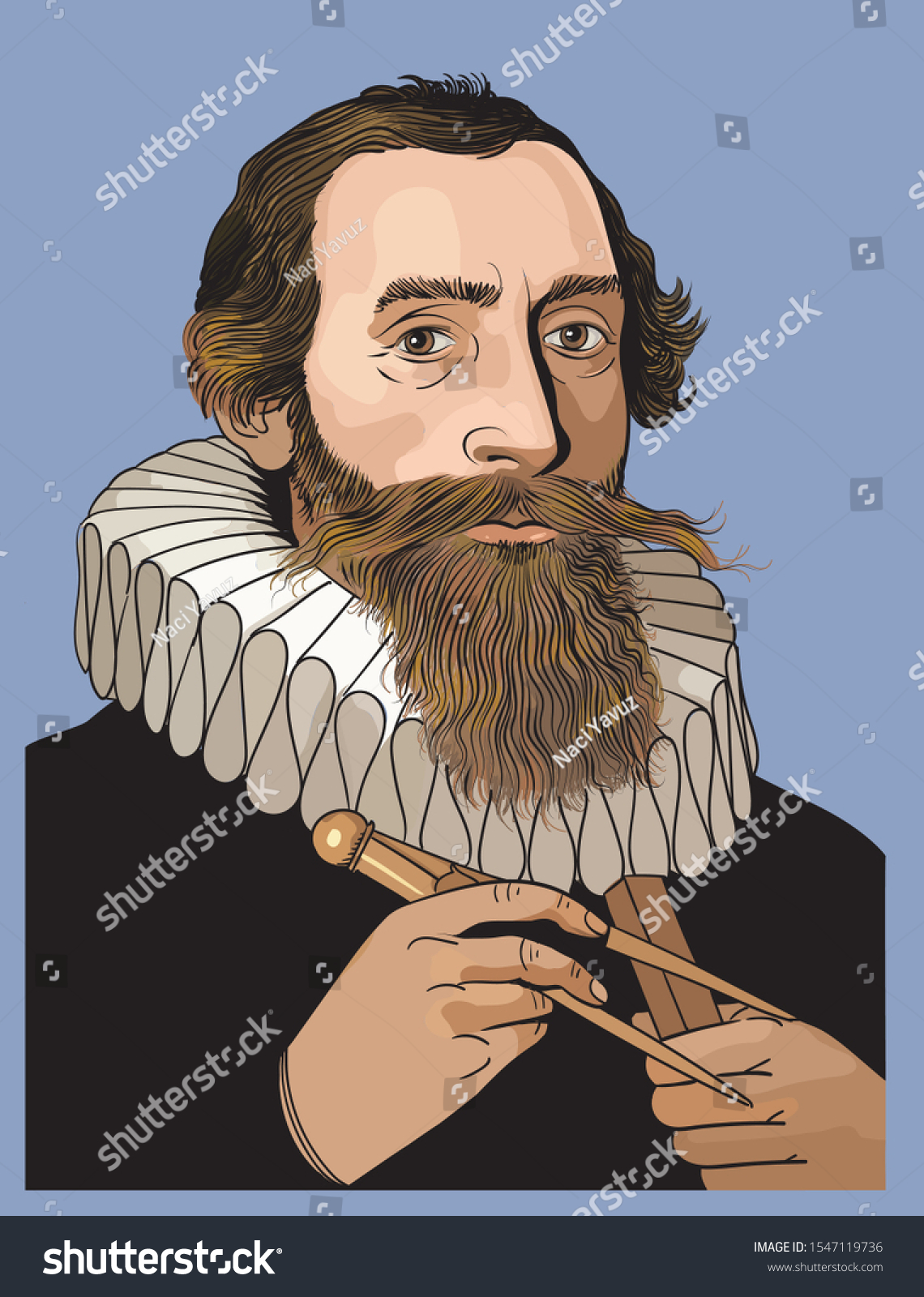 Johannes Kepler Vector Portrait He German Stock Vector (Royalty Free ...