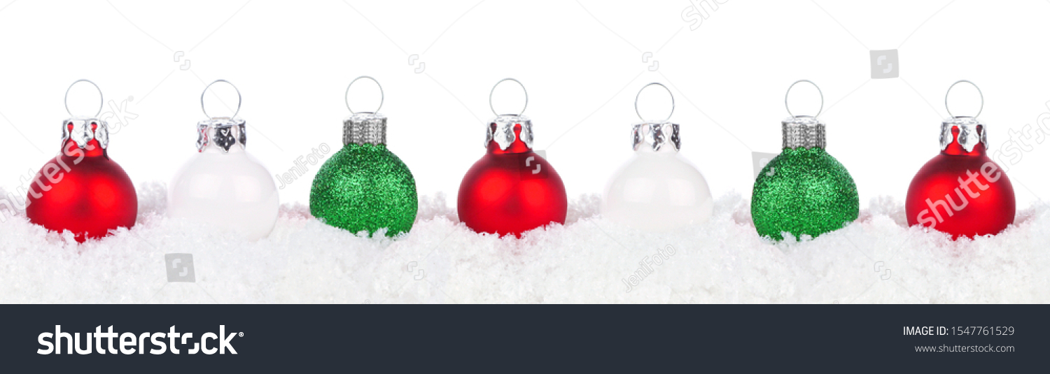 Christmas Border Red Green White Baubles Stock Photo 1547761529 ...