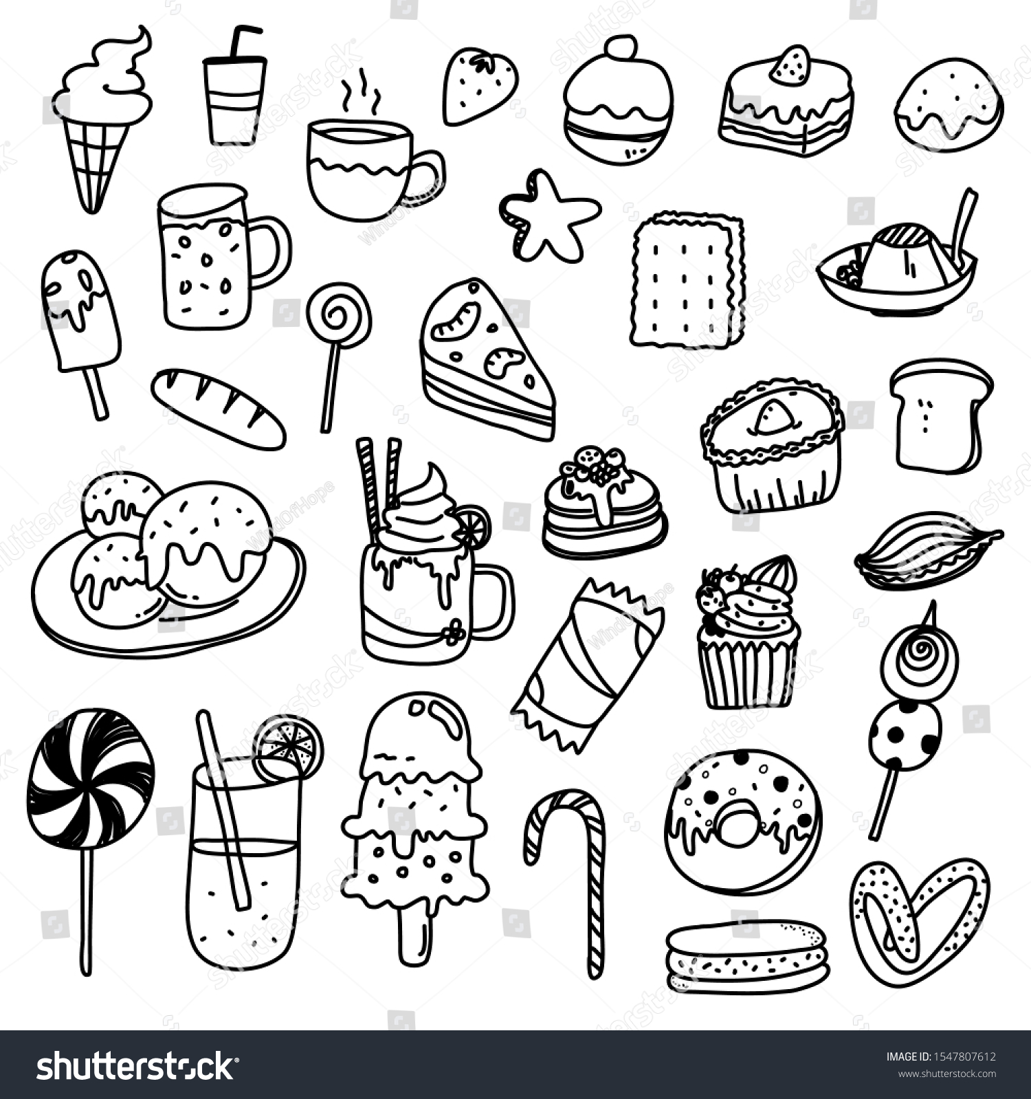 Doodle Food Drink Vector Freehand Drawing Stock Vector (Royalty Free ...