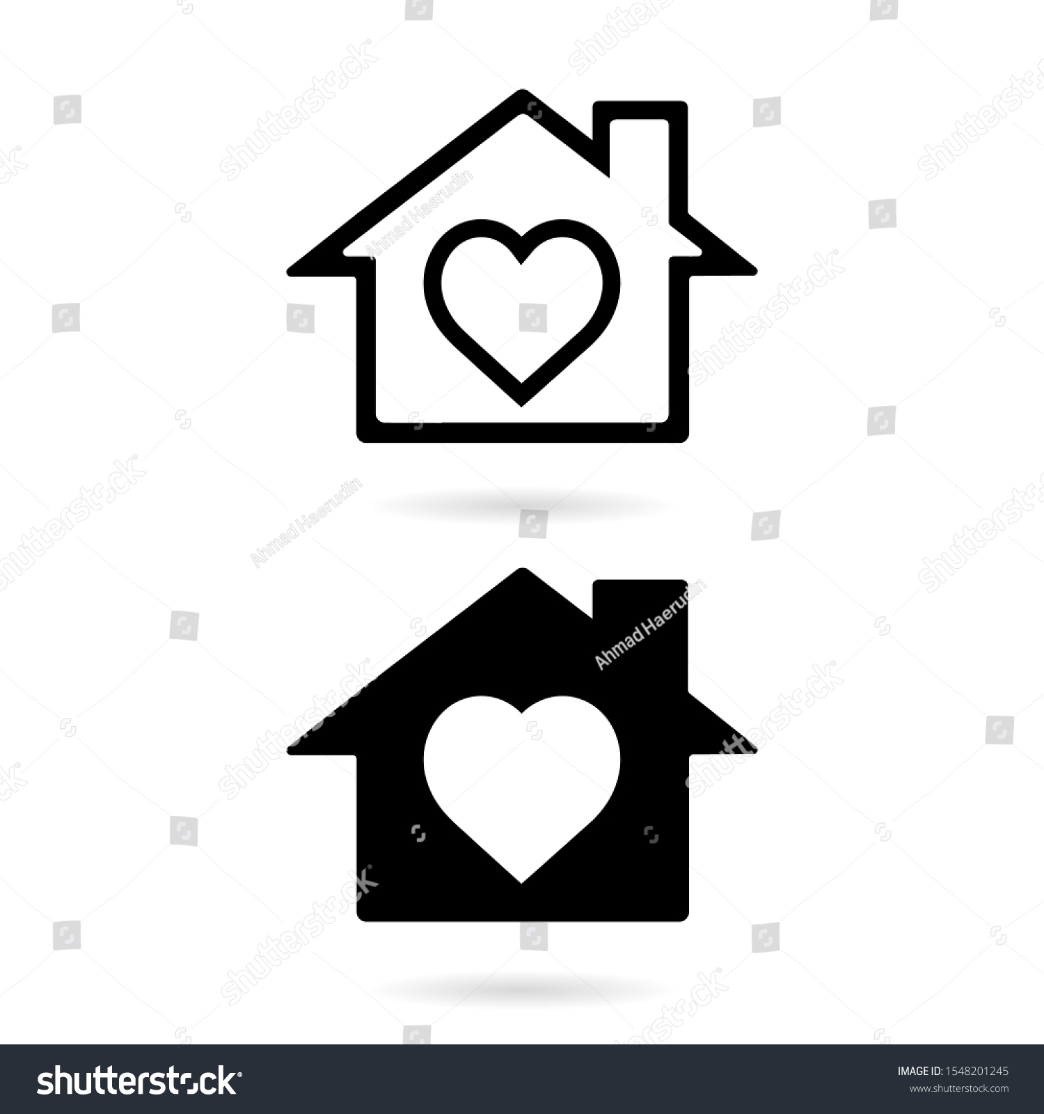 Heart Sign House Icon Love Home Stock Vector (Royalty Free) 1548201245 ...