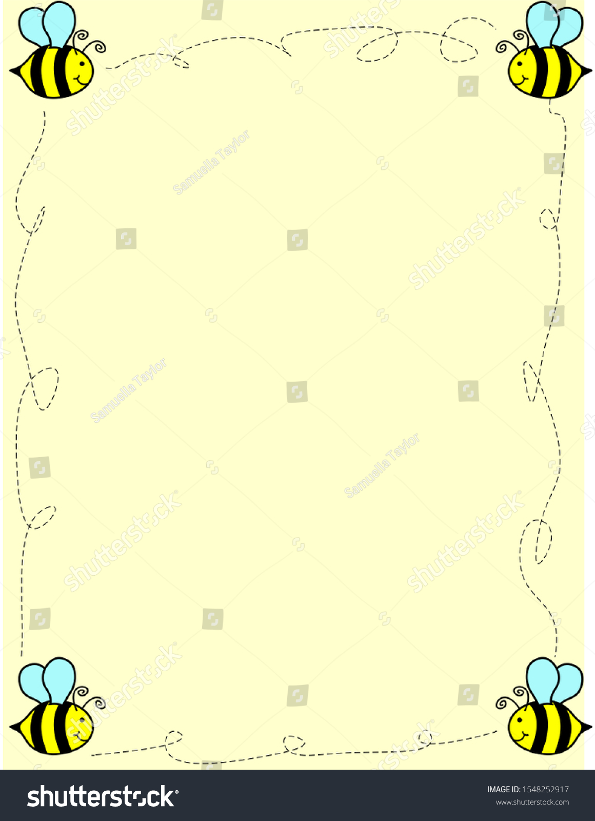 Cute Yellow Color Bee Page Border Stock Illustration 1548252917 ...