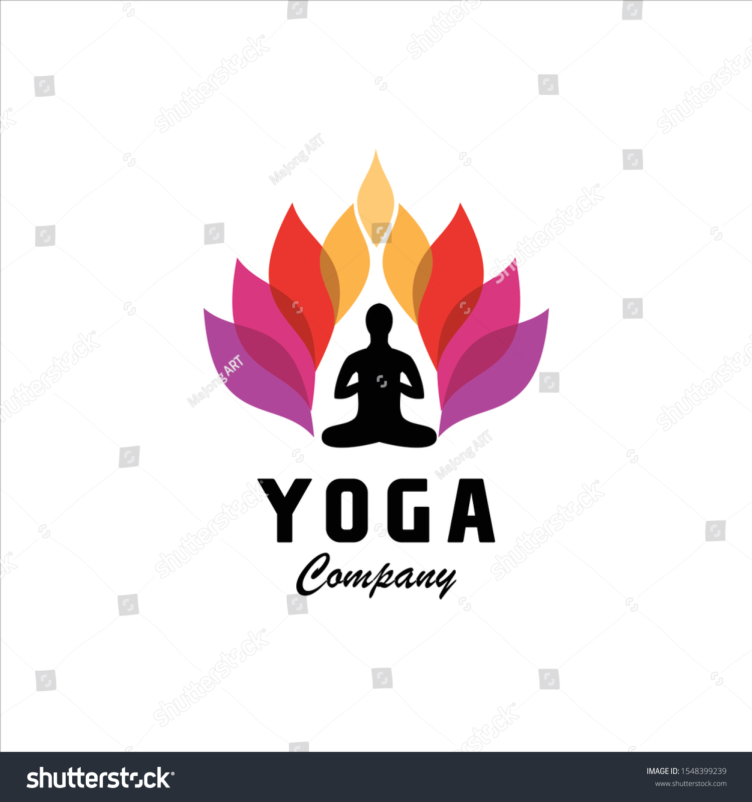 Yoga Meditation Man Sun Wings Logo Stock Vector (Royalty Free ...