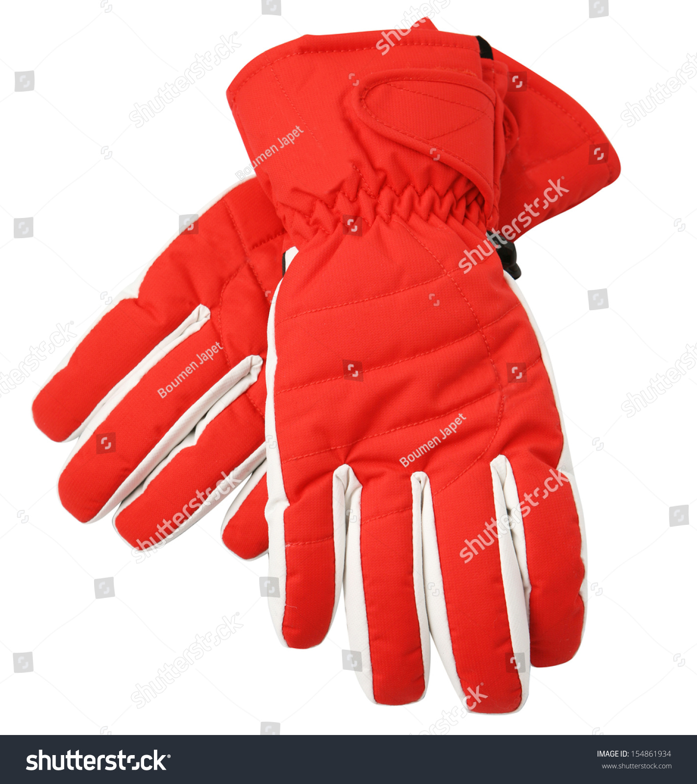 red ski gloves