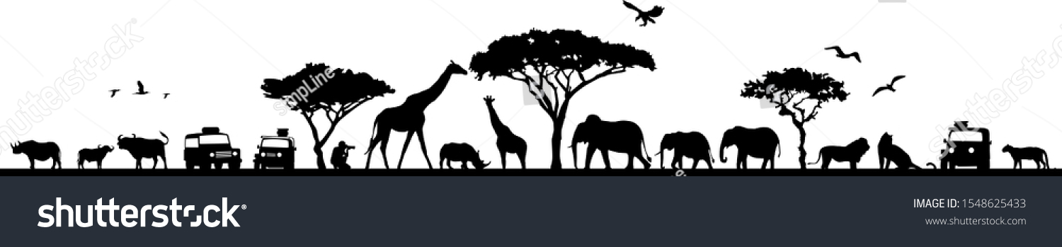 Savanna Landscape Skyline Vector Silhouette Stock Vector (royalty Free 