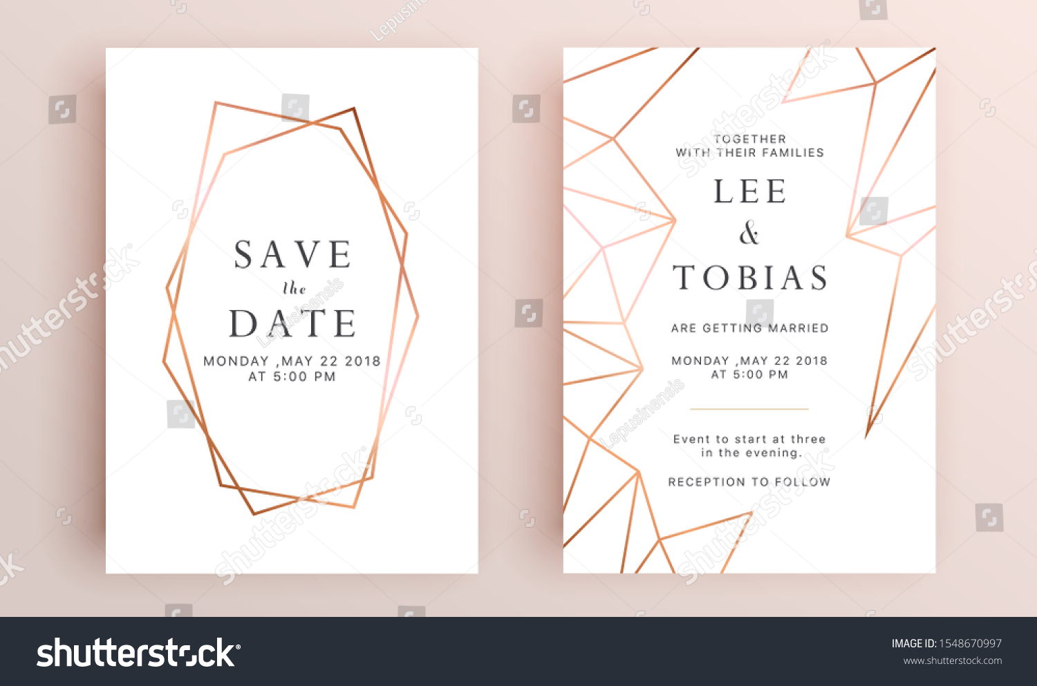 Beautiful Set Wedding Card Templates Gold Stock Vector (Royalty Free ...