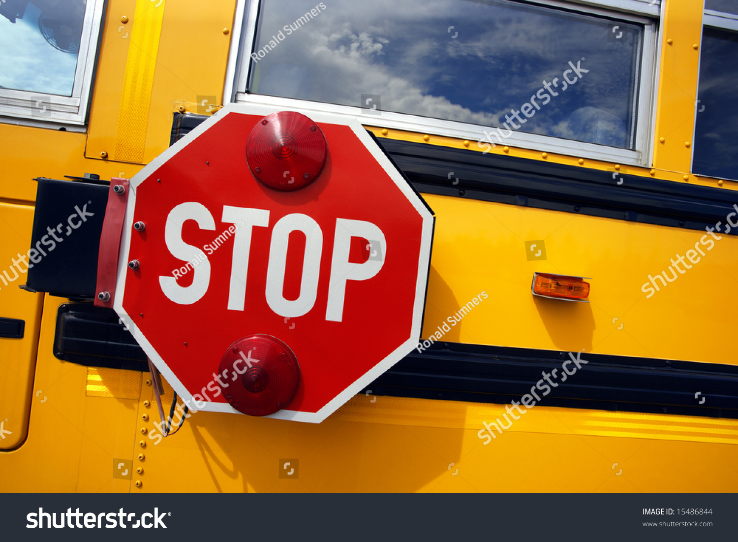 Side View School Bus Stop Signal Stock Photo 15486844 | Shutterstock