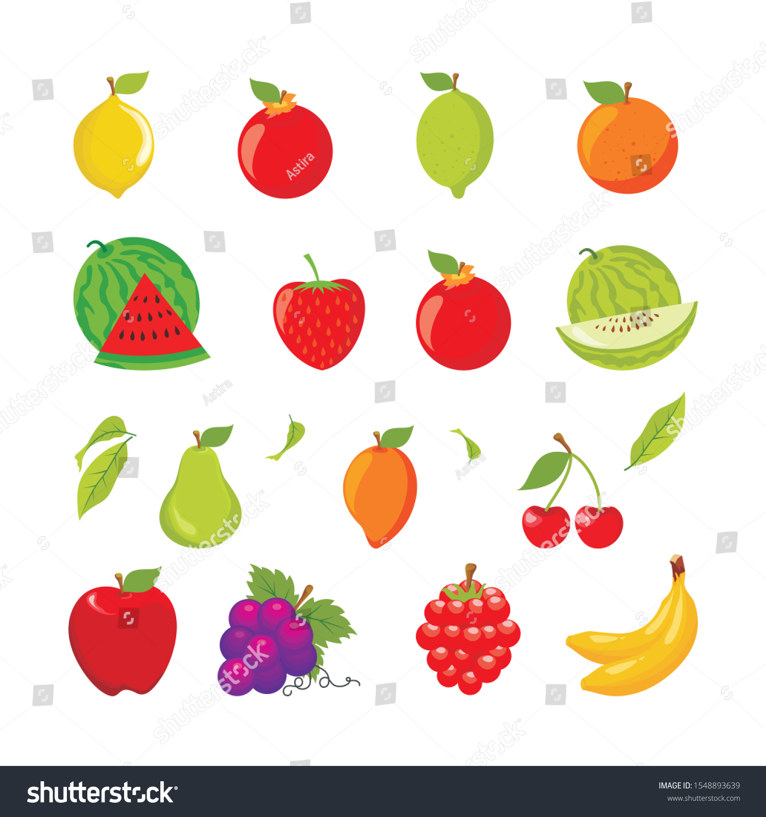 Fruits Vector Set Flat Cartoon Design Stock Vector (Royalty Free ...