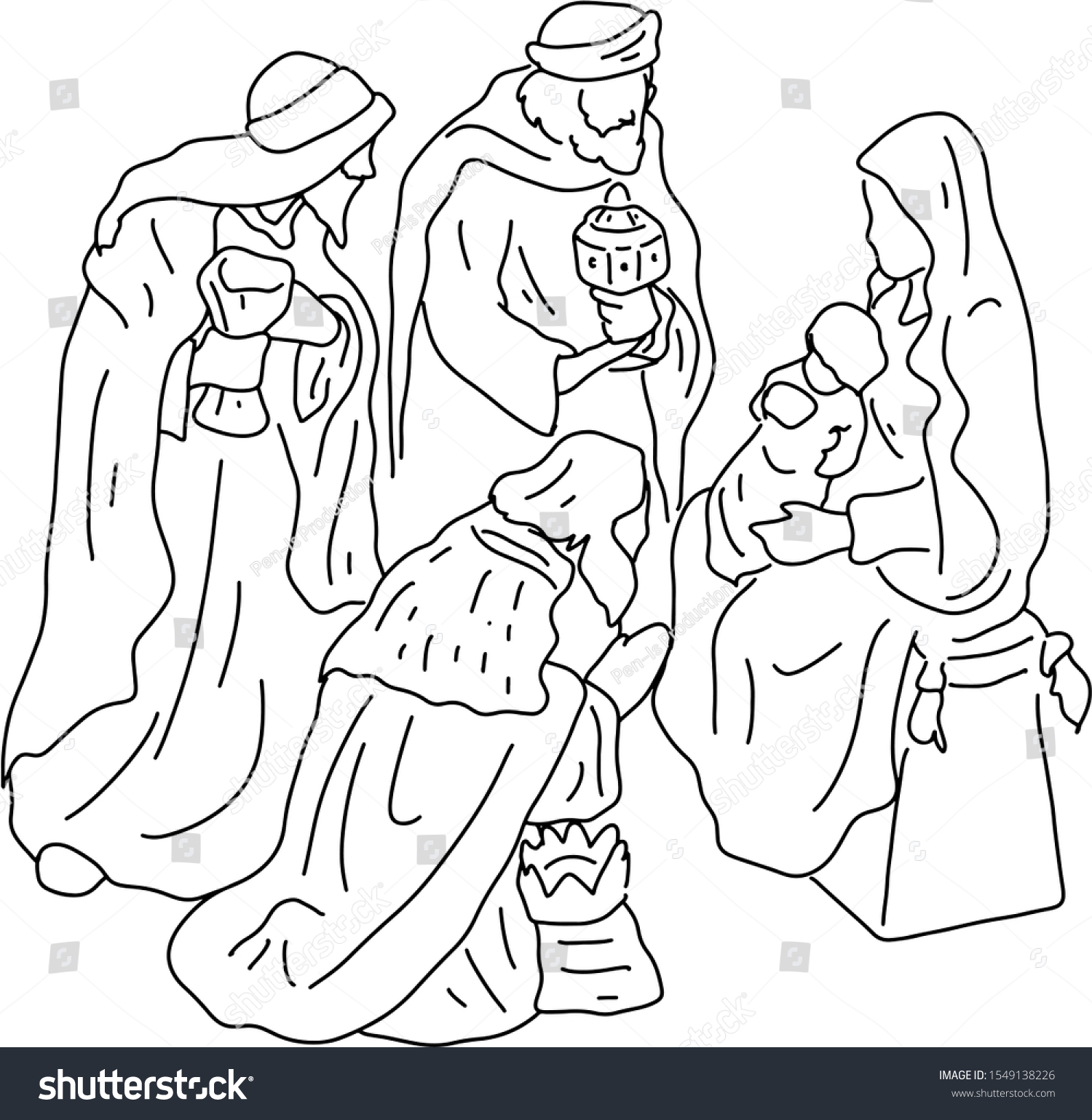 Three Wise Men Jesus Mary Vector Stock Vector (Royalty Free) 1549138226 ...