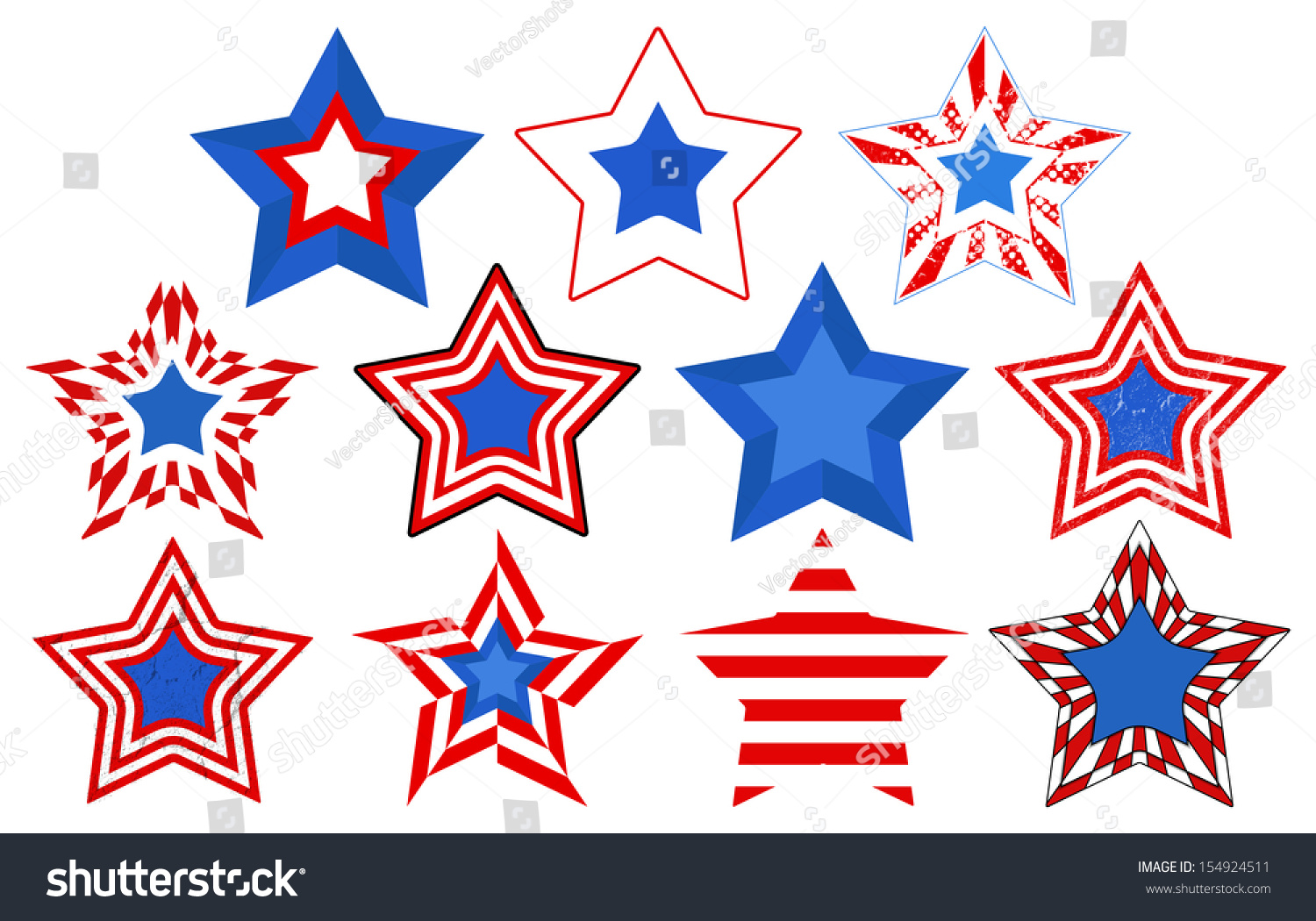 Stars Vector Set Patriotic Usa Theme Stock Vector (Royalty Free ...