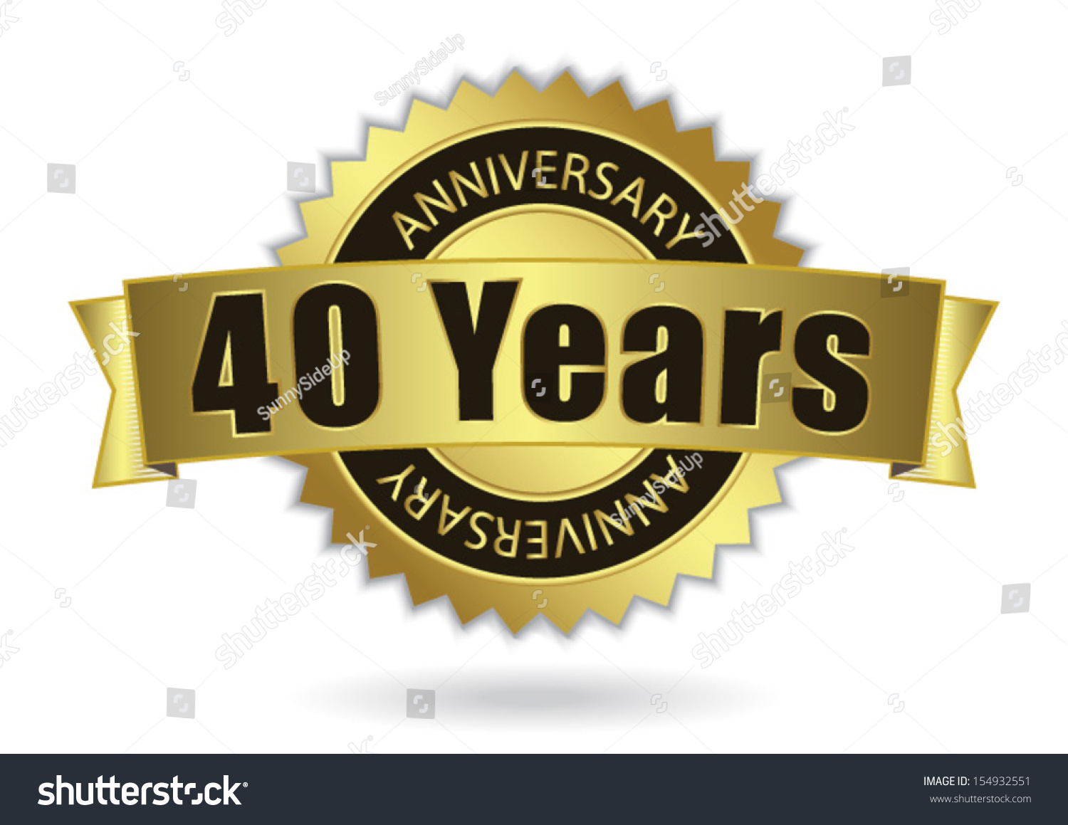 40 Years Anniversary Retro Golden Ribbon Stock Vector (Royalty Free ...