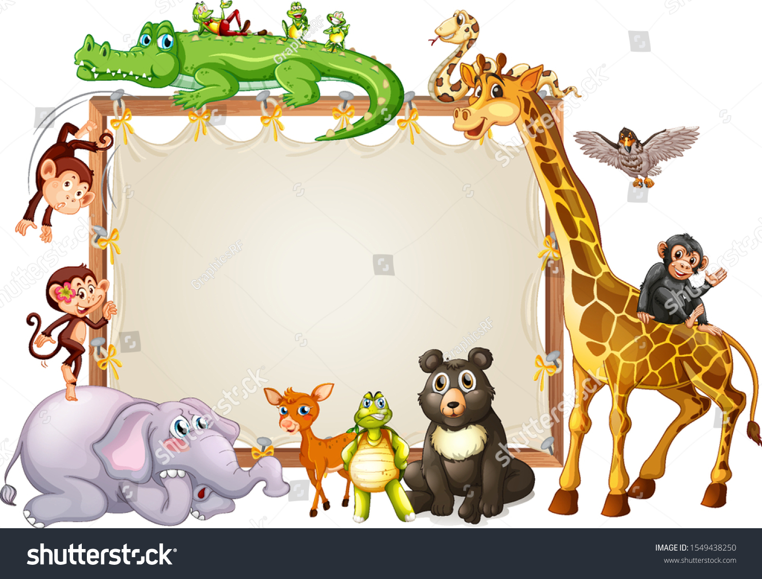 Border Template Cute Animals Illustration Stock Vector (Royalty Free ...